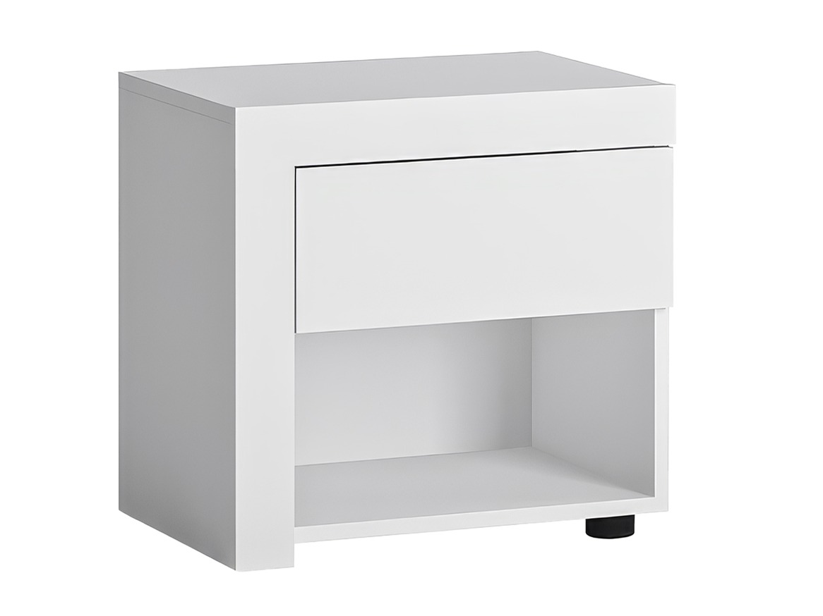 Mesa de cabeceira Feldeli 113 (Branco + Branco brilhante)