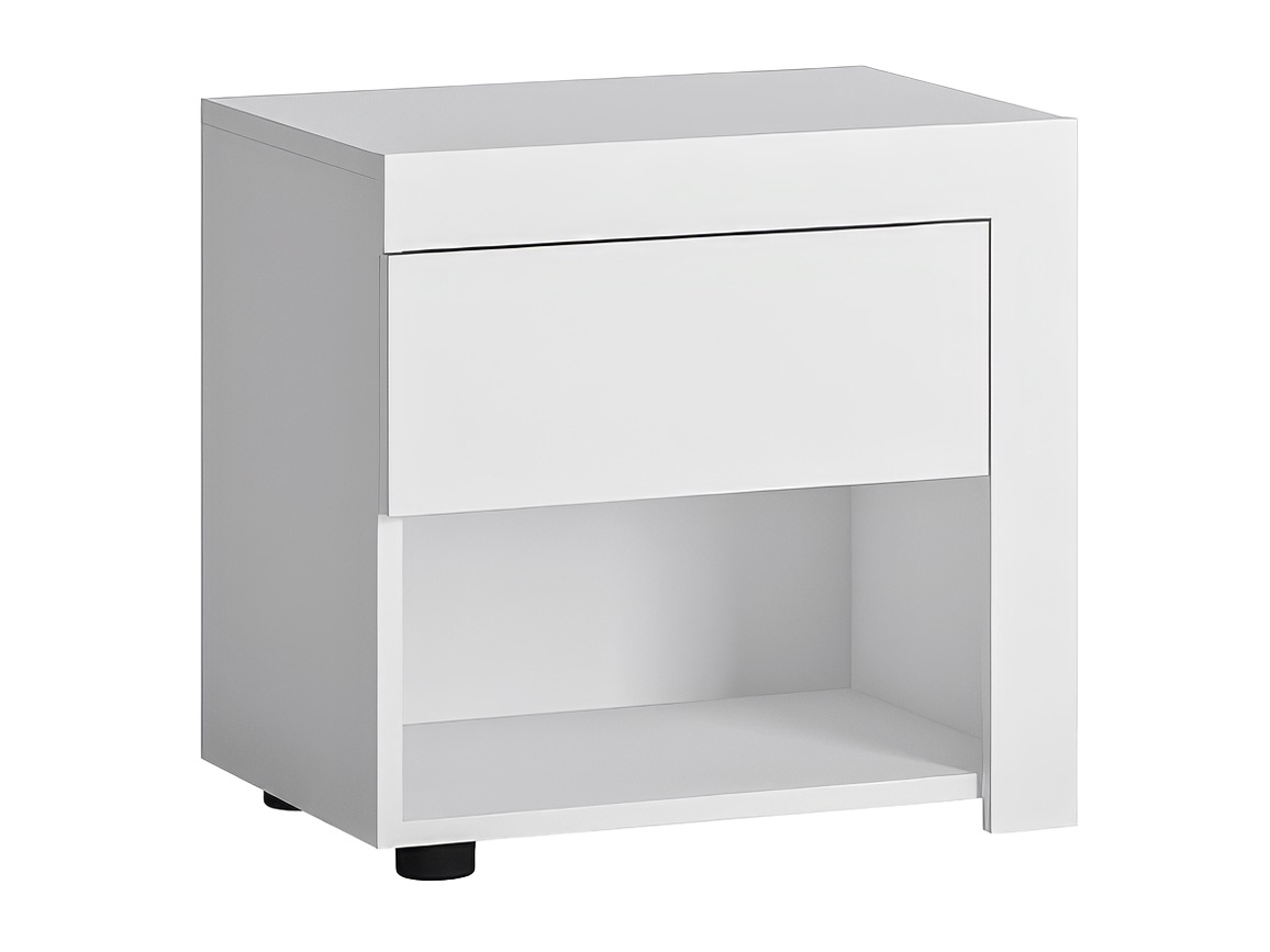 Mesa de cabeceira Feldeli 113 (Branco + Branco brilhante)