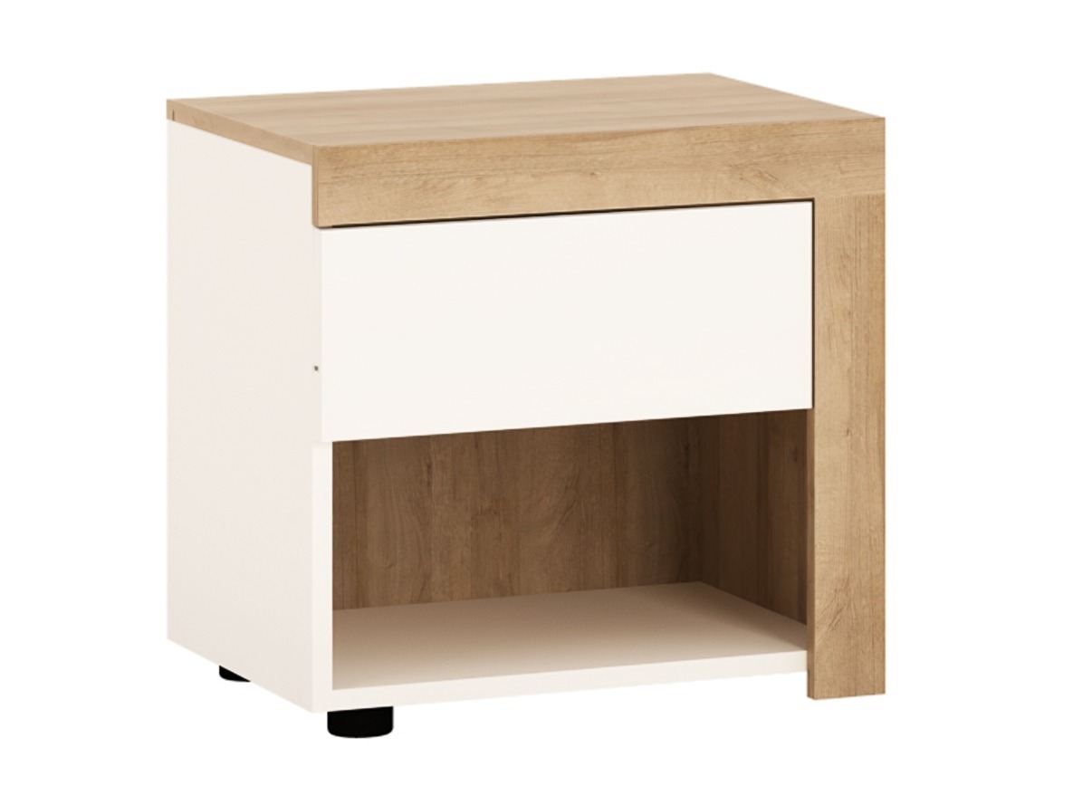 Mesa de cabeceira Feldeli 113 (Riviera carvalho + Branco brilhante)