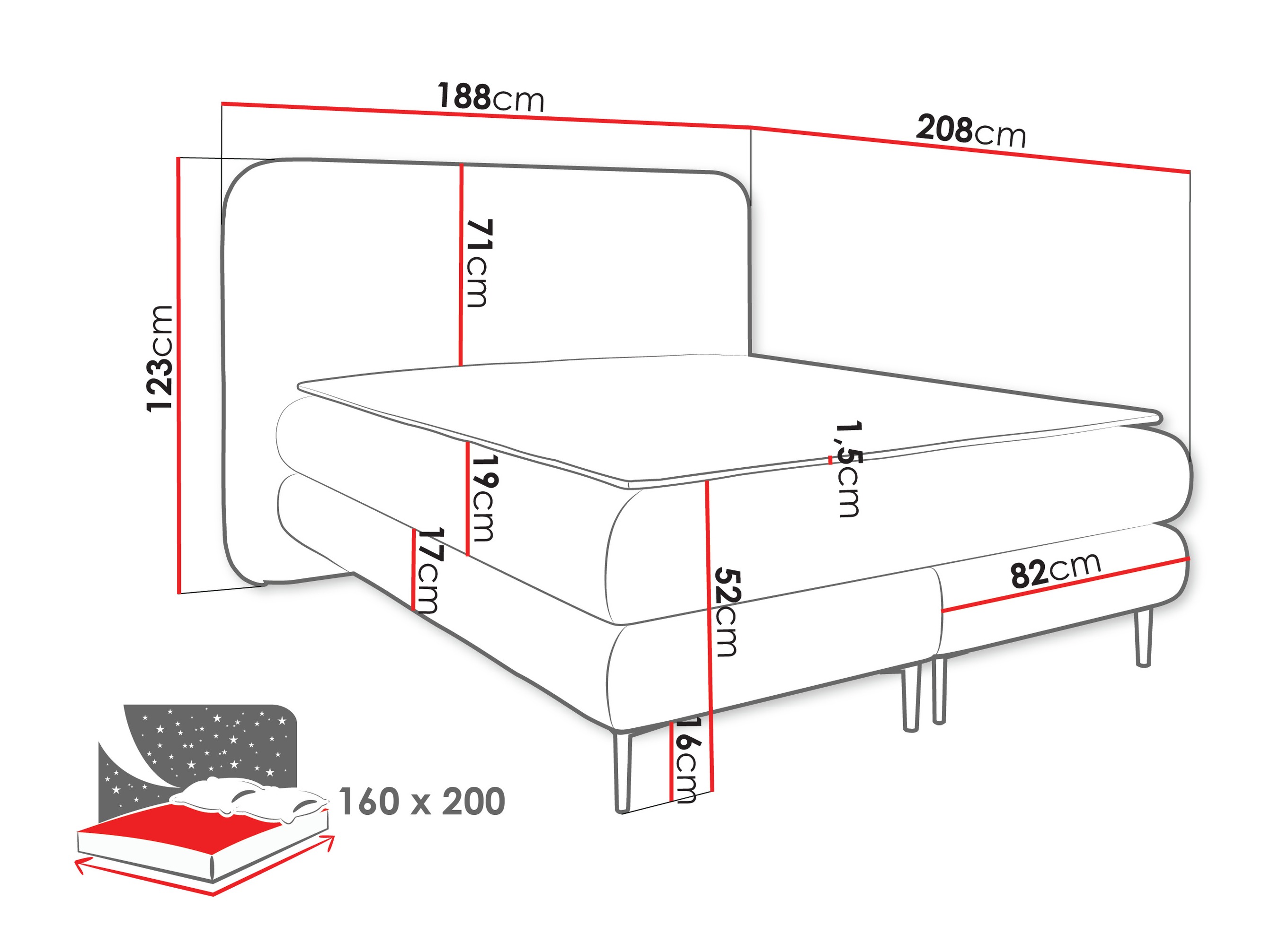 Cama continental Fructis (Nazar 225.01)