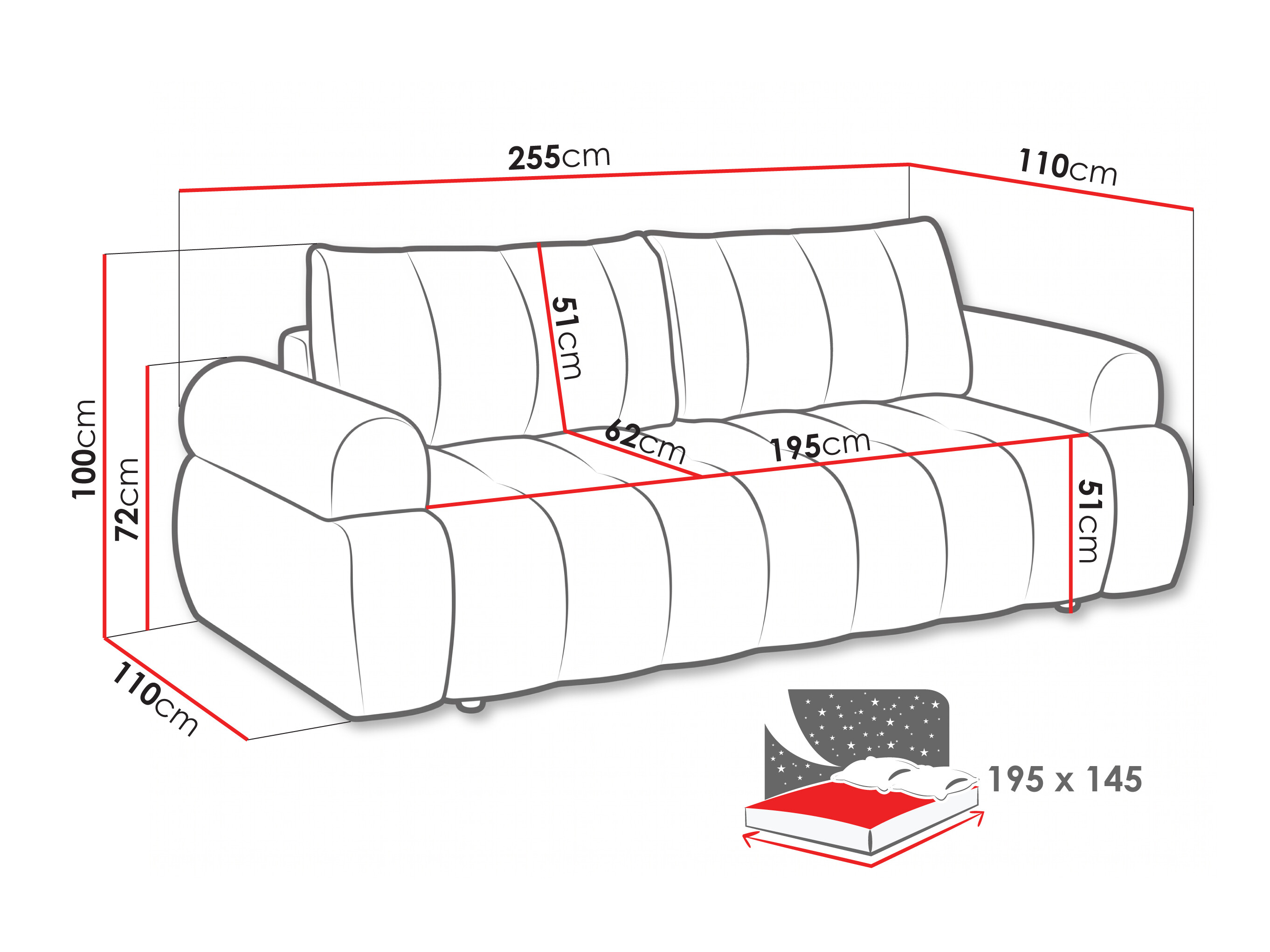 Sofá-cama Norman 128 (Kiara 852)