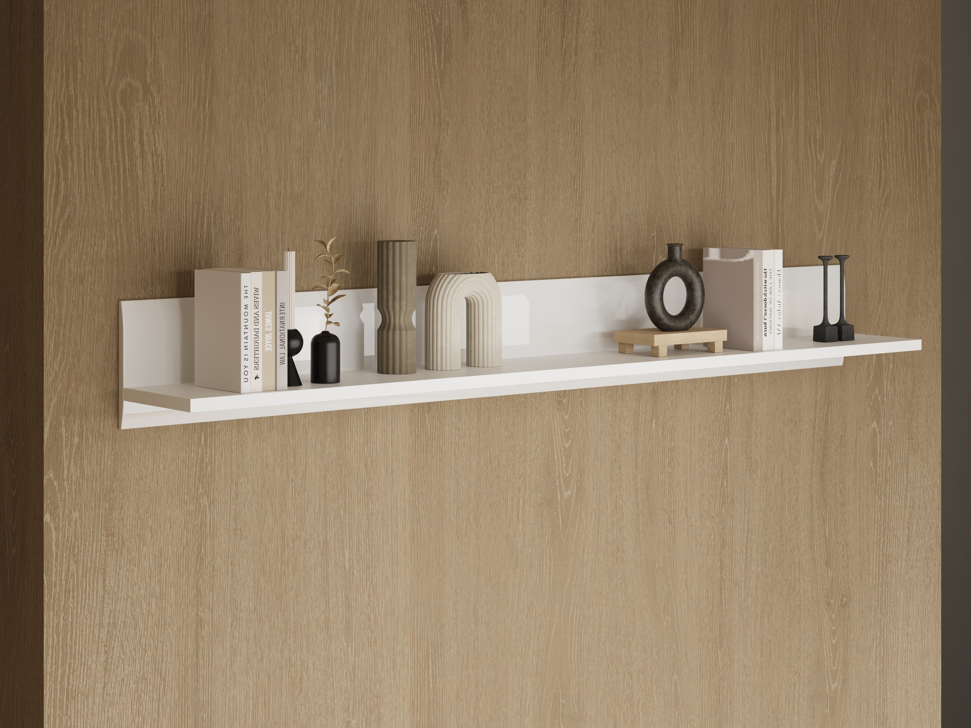 Estante de parede Ophsalu 101 (Branco + Branco brilhante)