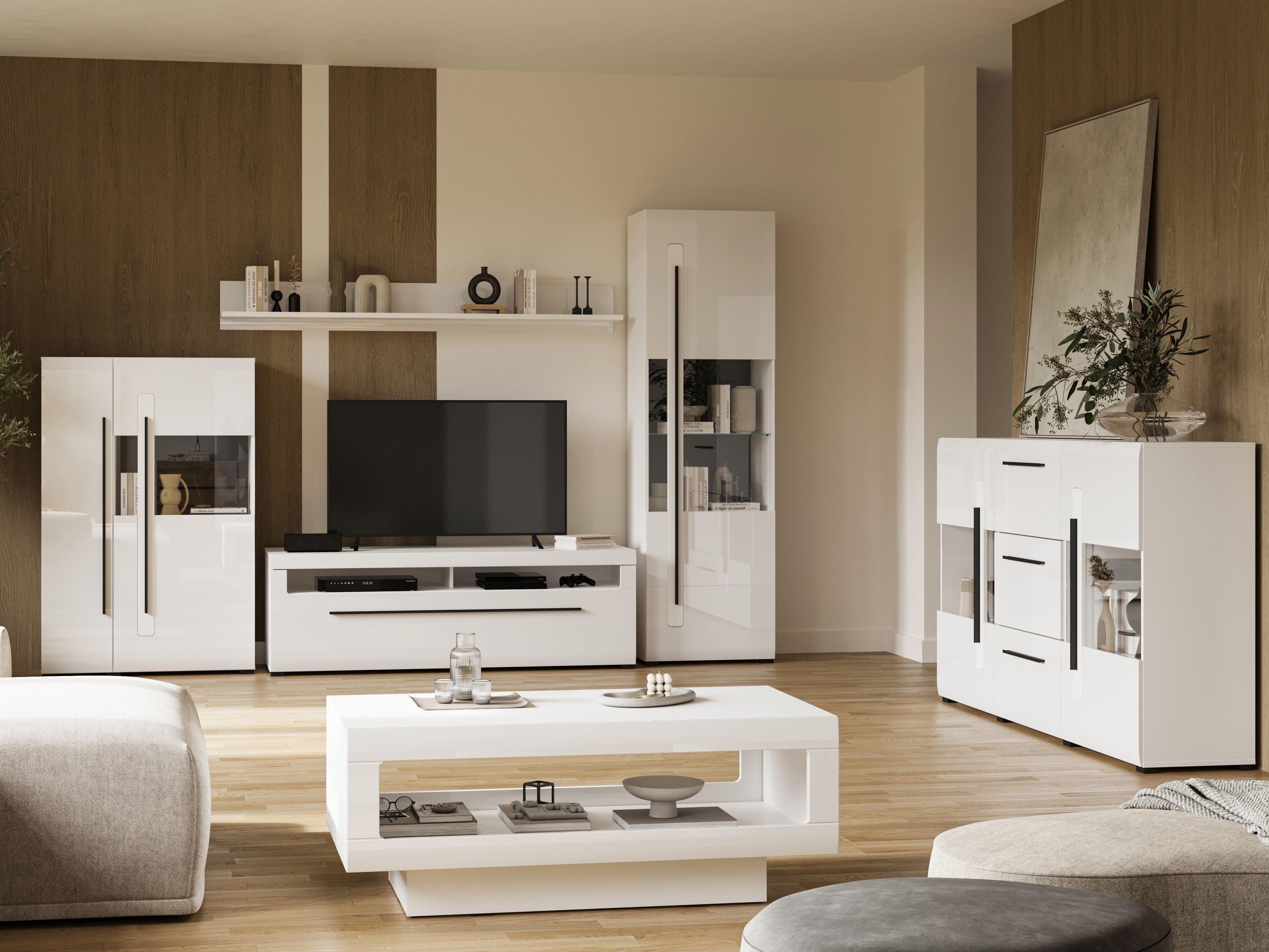 Cómoda Ophsalu 106 (Branco + Branco brilhante)