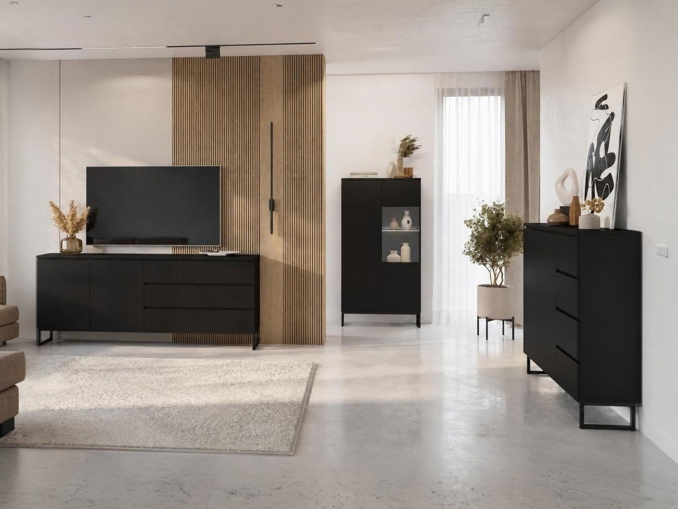 Conjunto para sala de estar Velsora 107 (Preto)