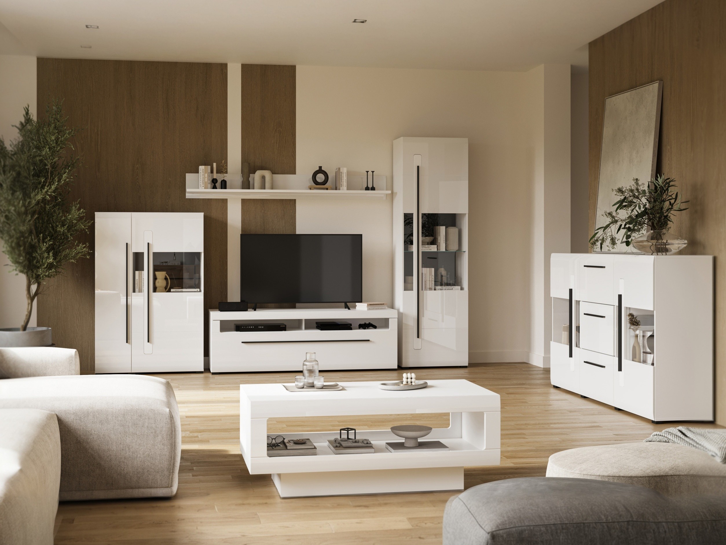 Mesa de centro Ophsalu 102 (Branco + Branco brilhante)