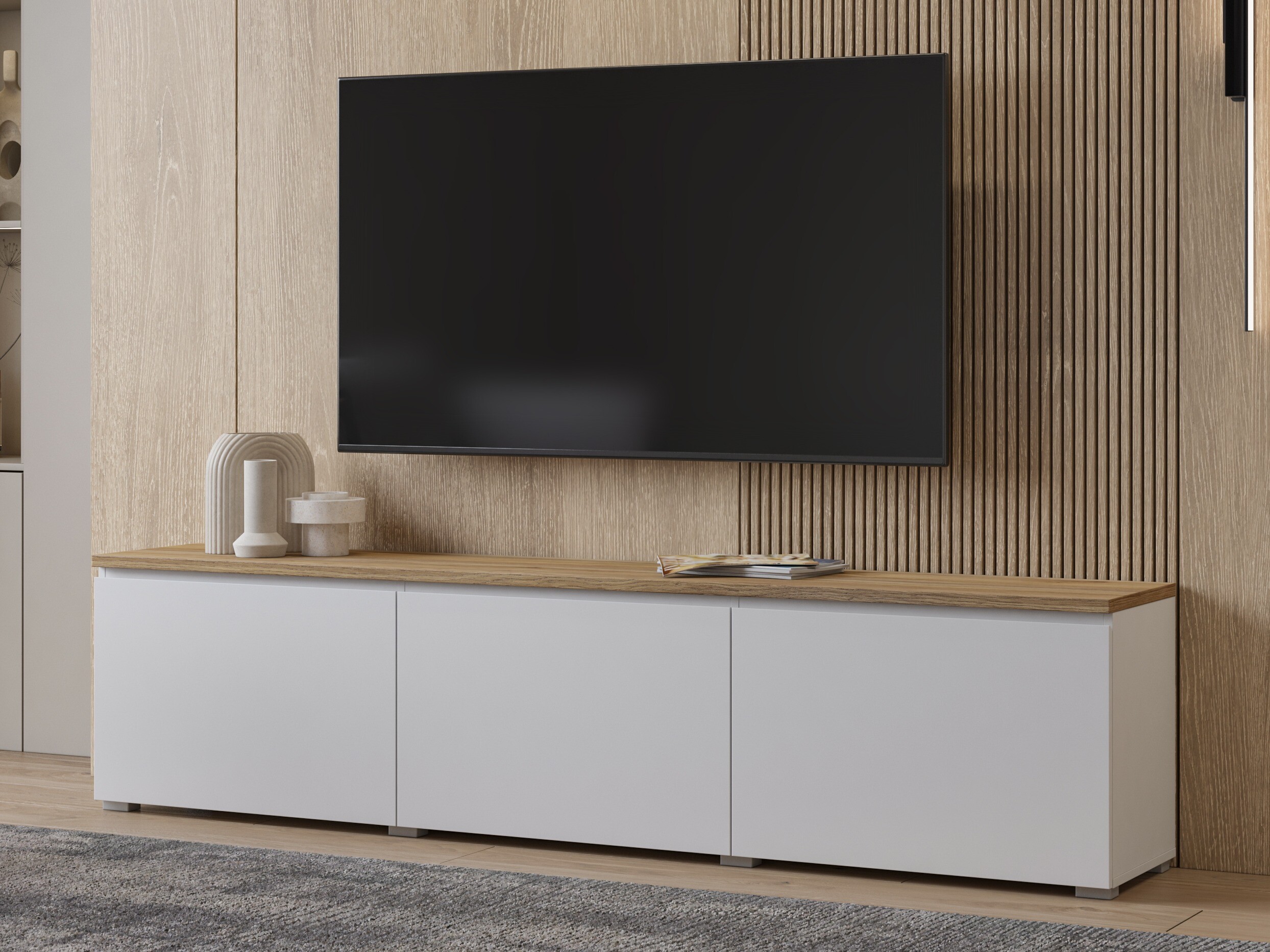 Móvel de TV Baletu 113 (Branco + Carvalho)