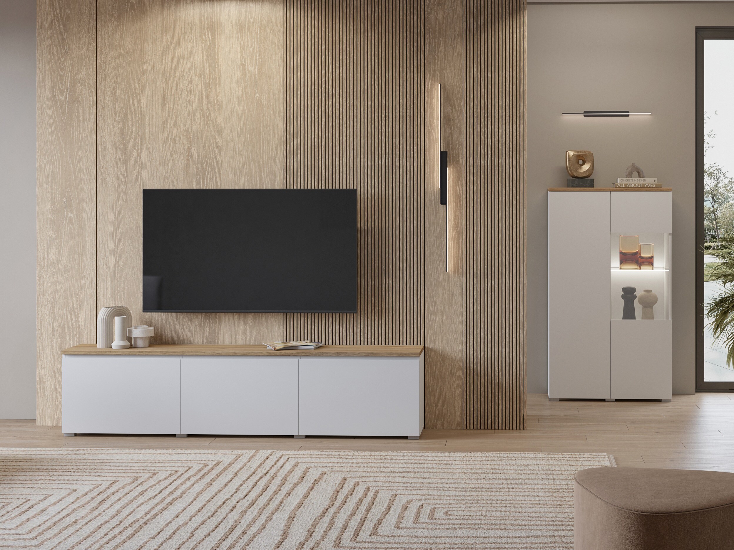 Móvel de TV Baletu 113 (Branco + Carvalho)