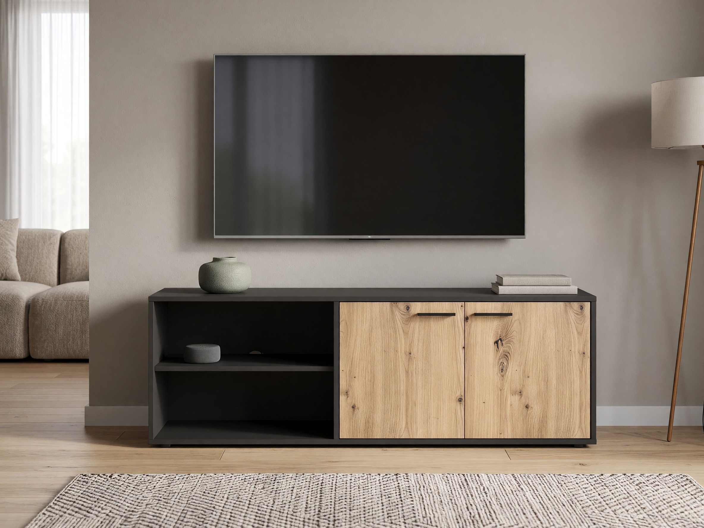 Móvel de TV Ontario 245 (Antracite + Carvalho Artisan)