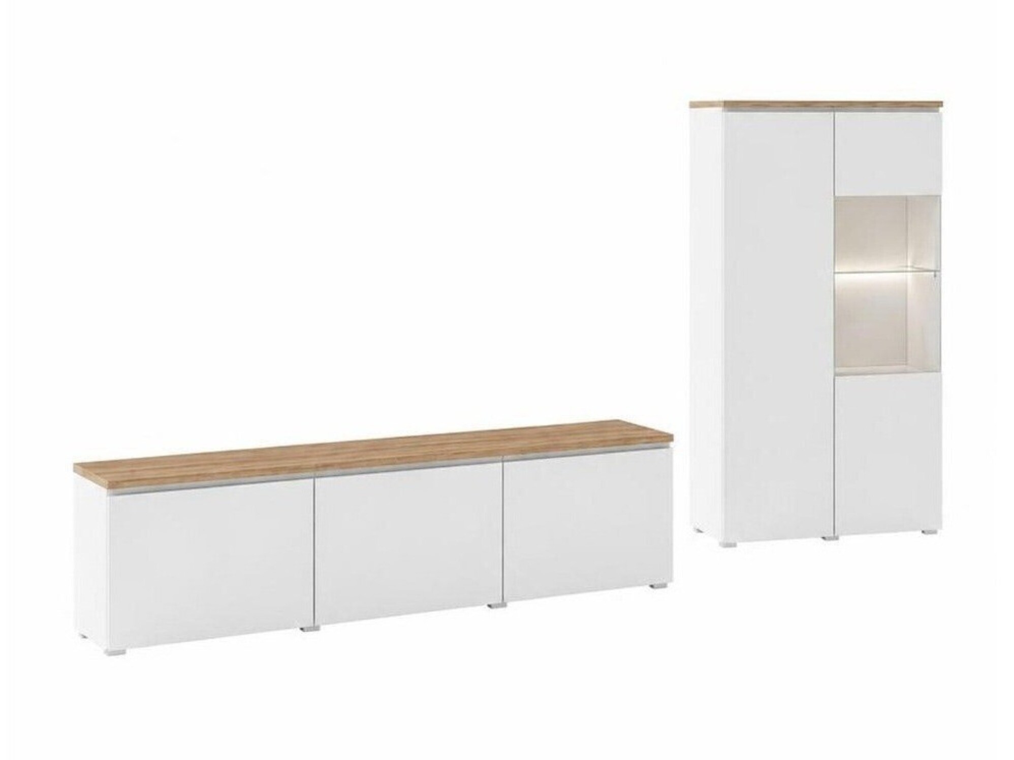 Conjunto para sala de estar Baletu 114 (Branco + Carvalho)