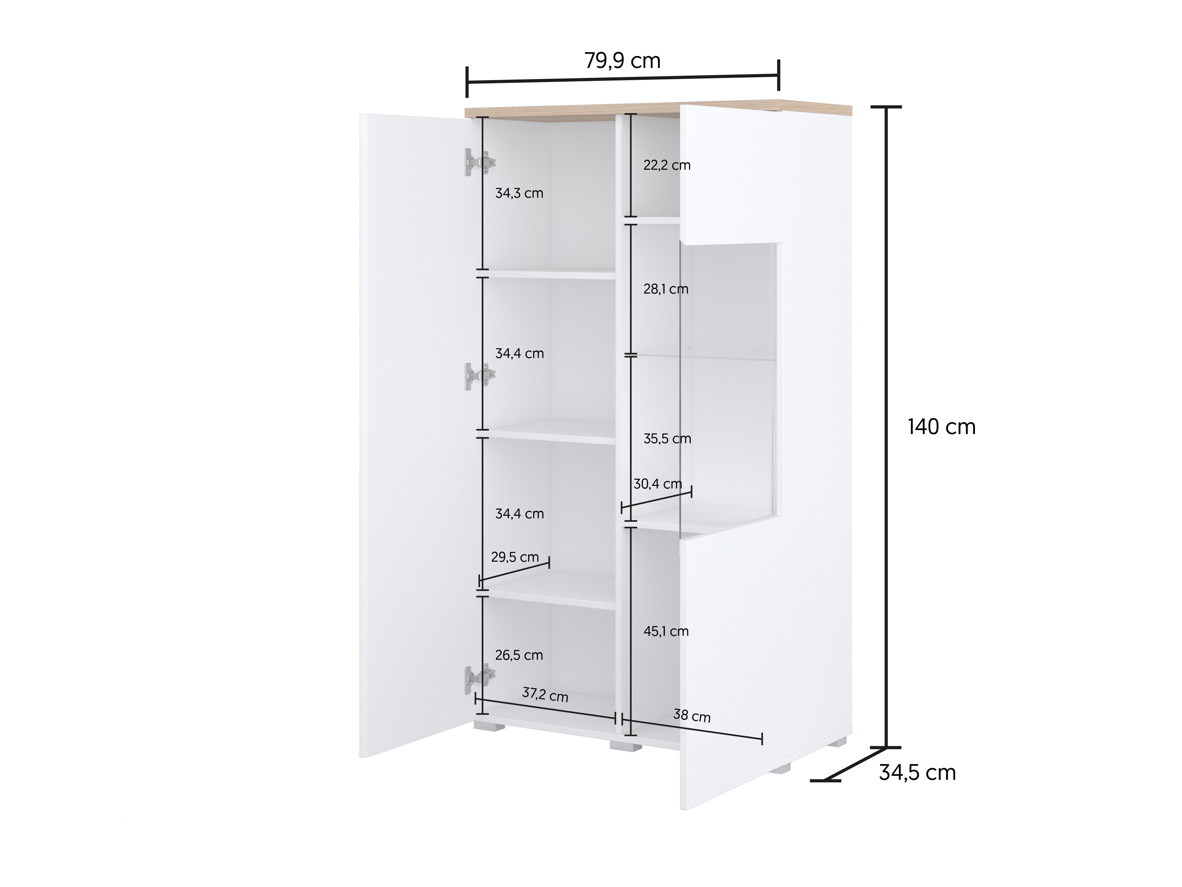 Conjunto para sala de estar Baletu 114 (Branco + Carvalho)