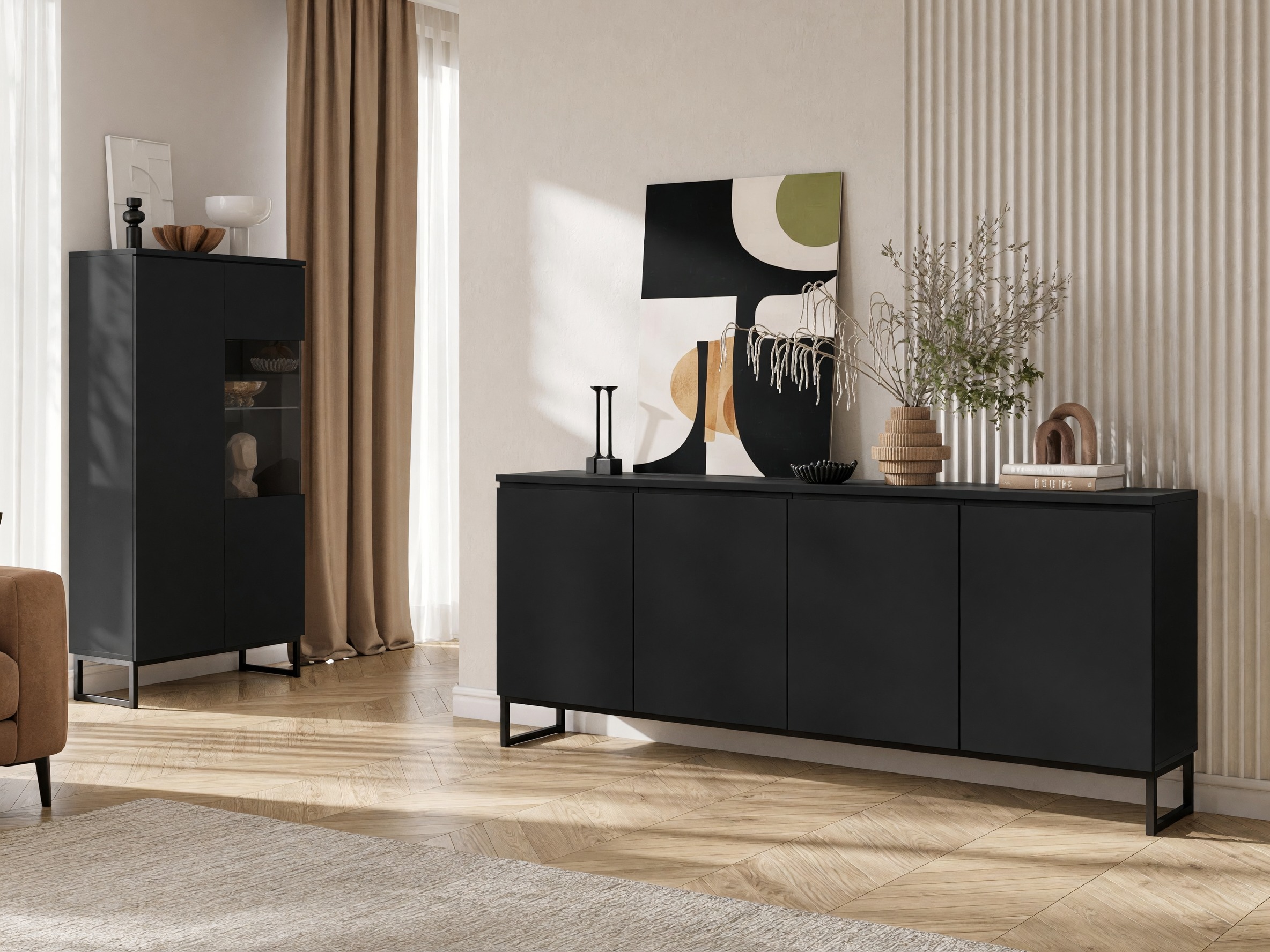 Conjunto para sala de estar Velsora 108 (Preto)