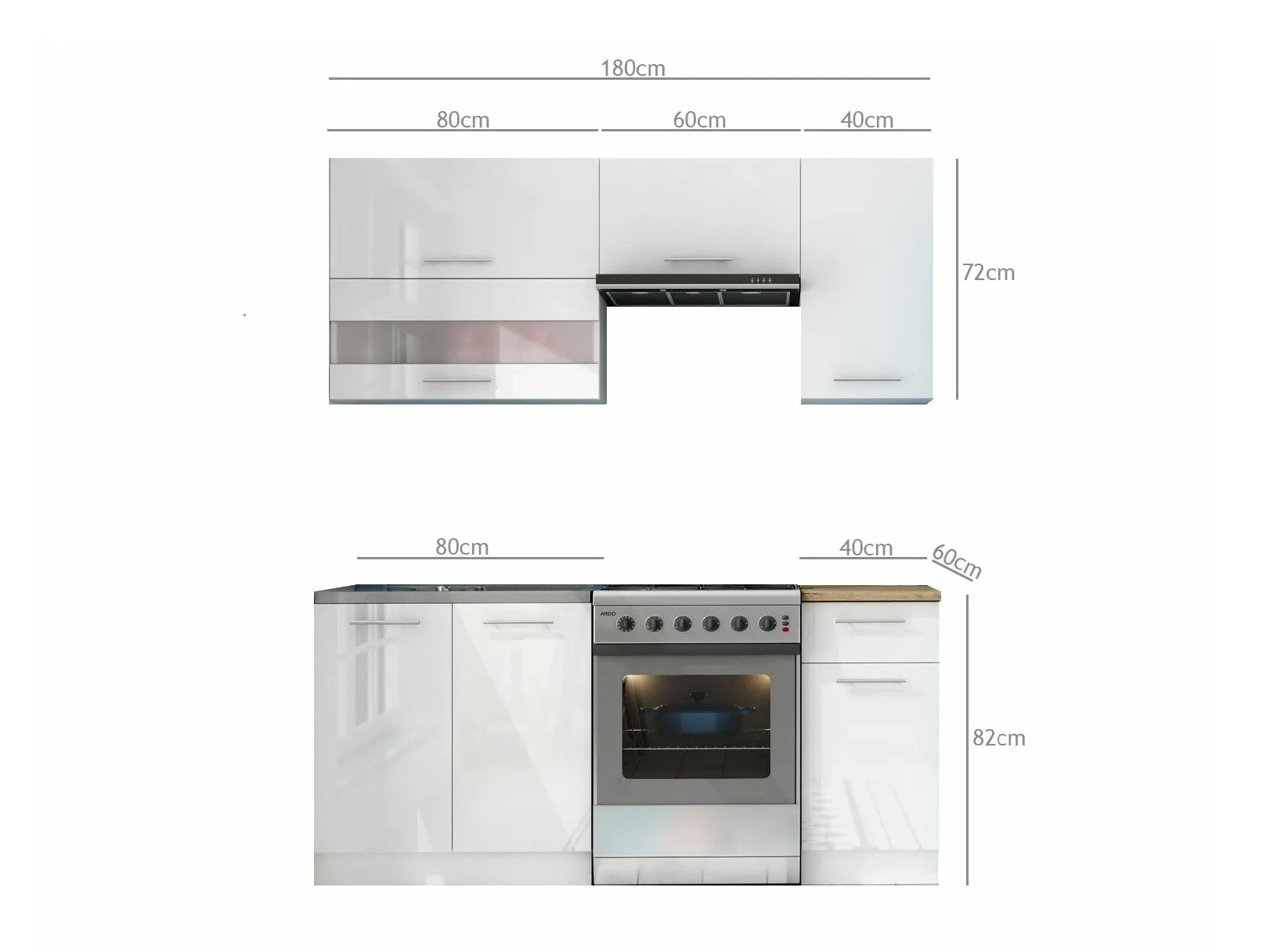 Conjunto de cozinha modular Tiffa Grey 100