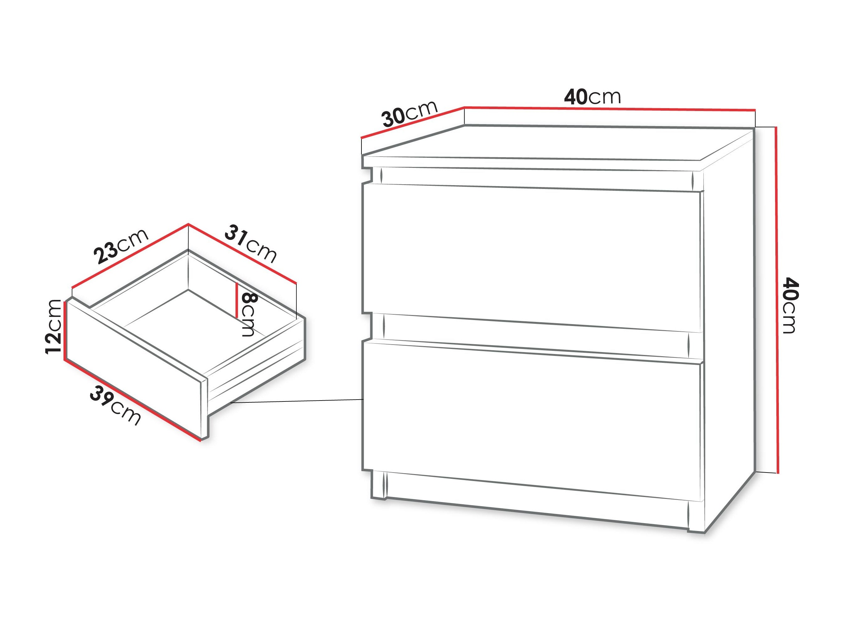 Mesa de cabeceira Comfivo Structor I (Branco)