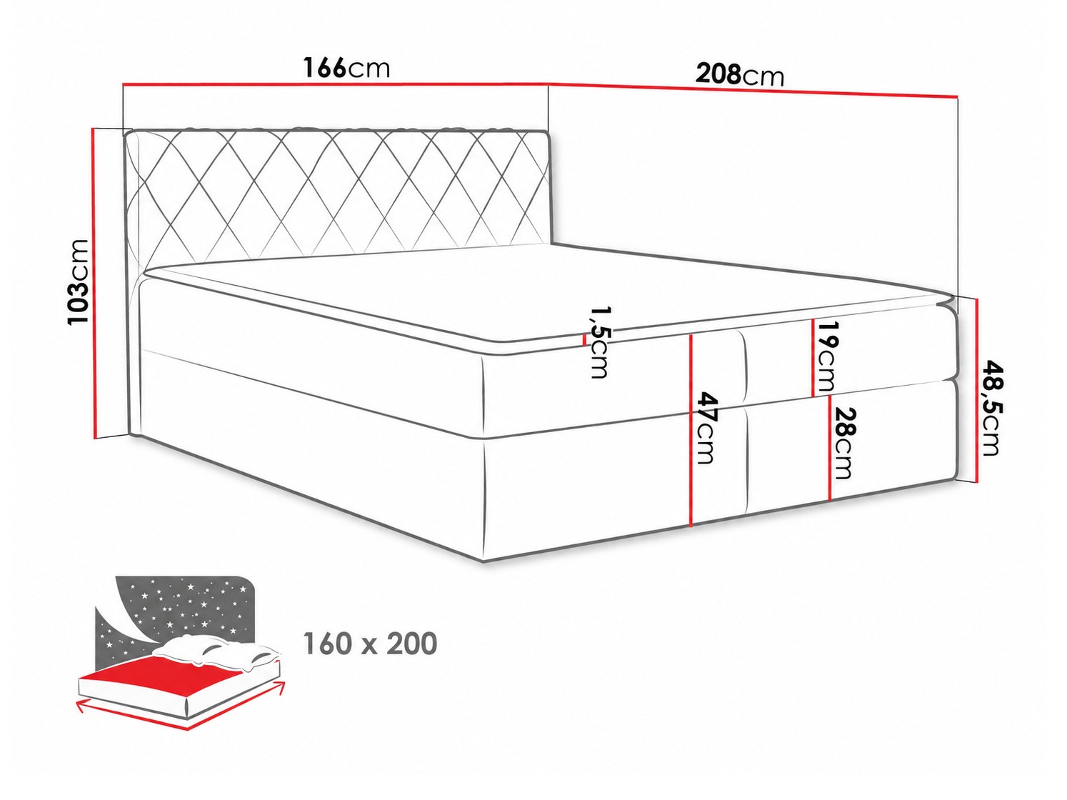 Cama continental Genus (Velluto 3)