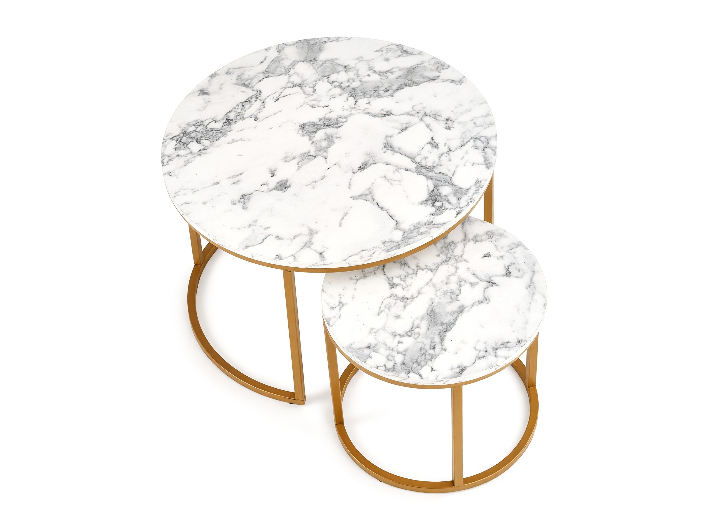 Conjunto de mesa de centro Houston 2213 (Marmore branco + Dourado)