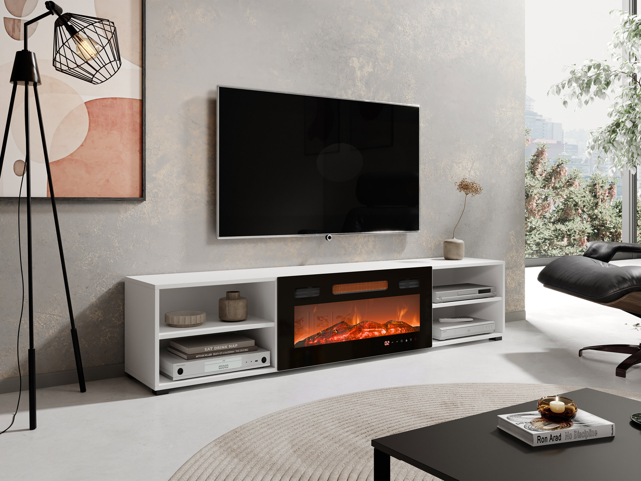 Móvel de TV Charlotte 190 (Branco + Preto)