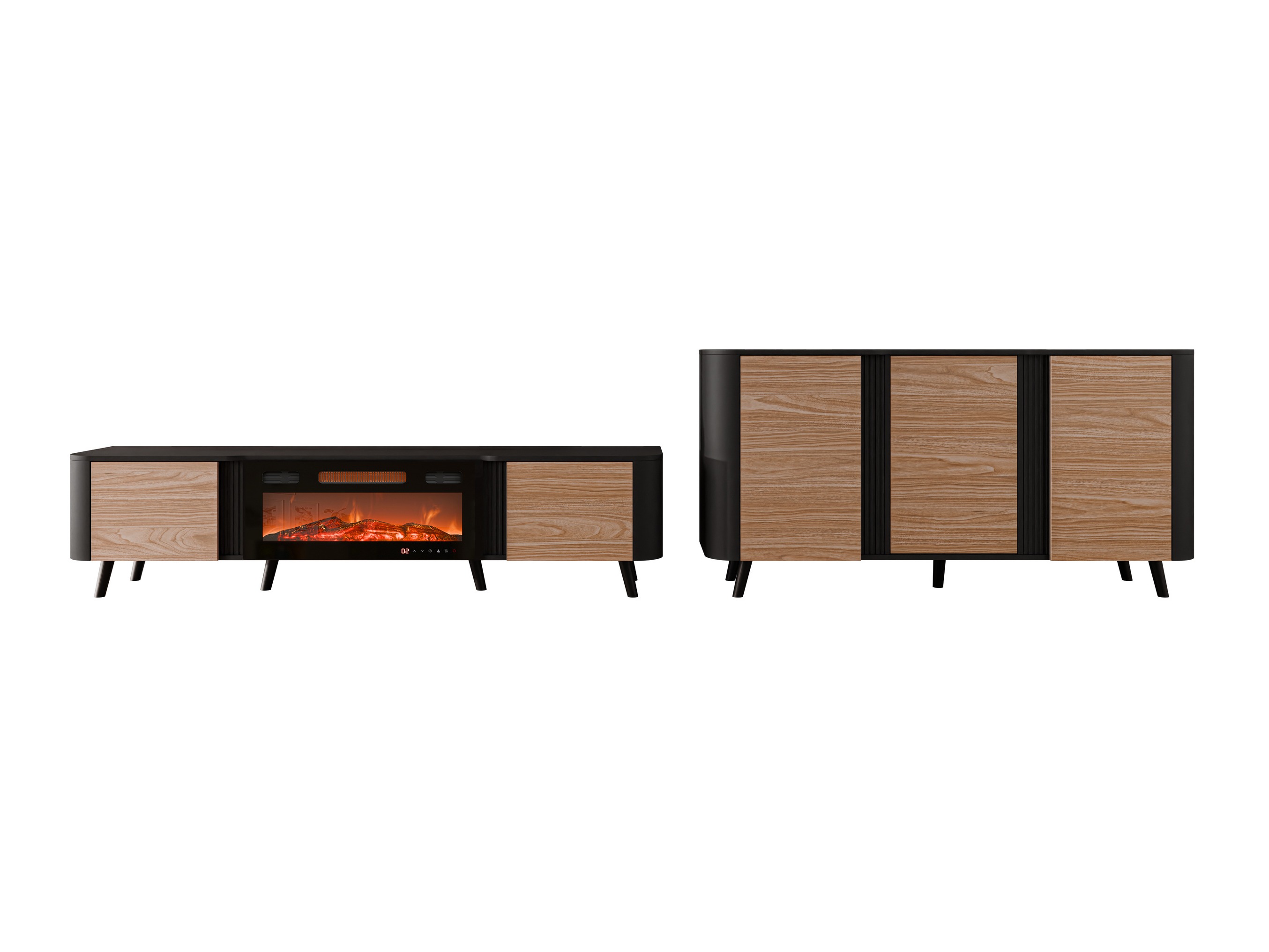 Conjunto para sala de estar Modus (Preto + Nogueira)