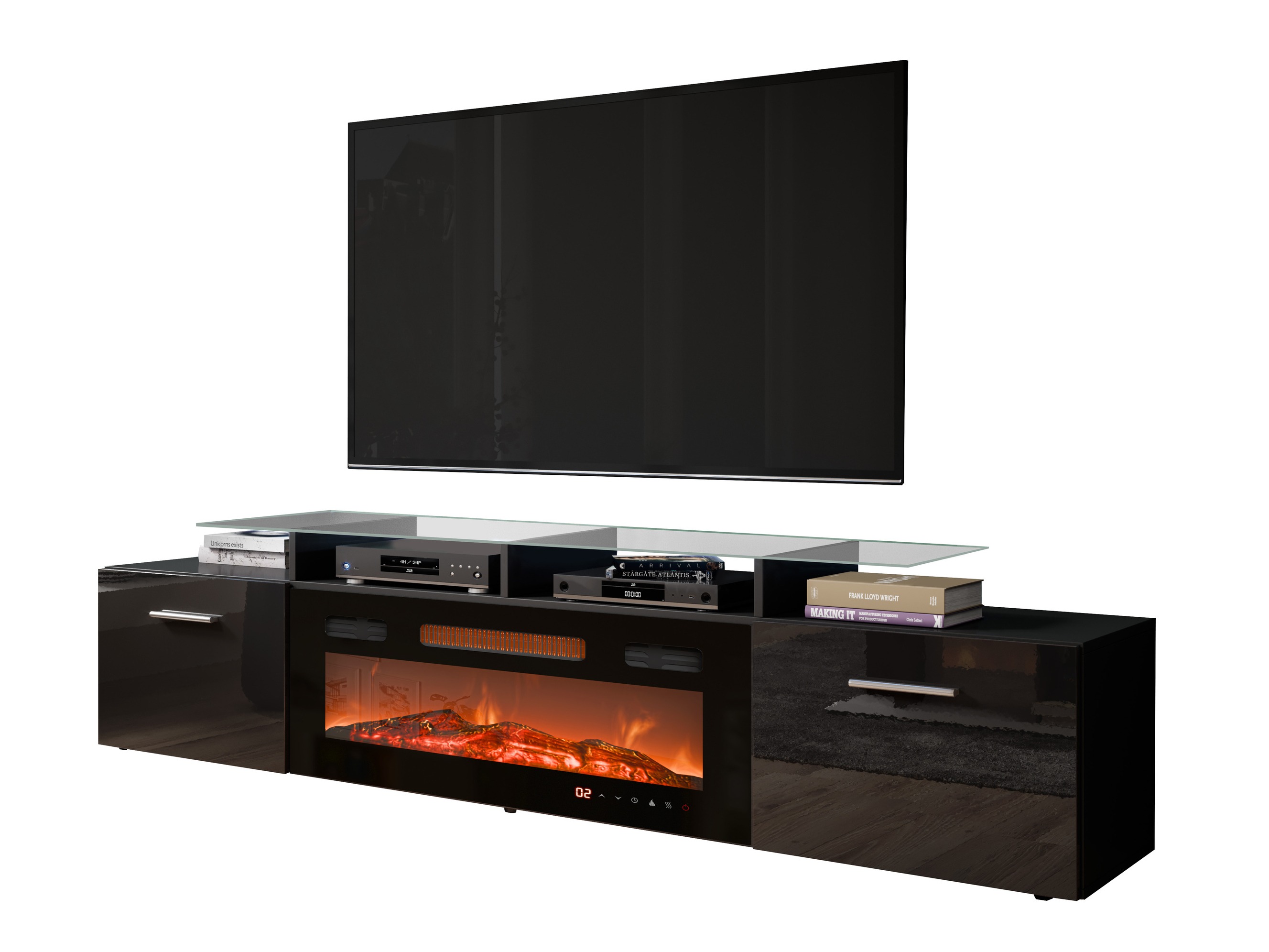 Móvel de TV Numerus (Preto + Preto brilhante)
