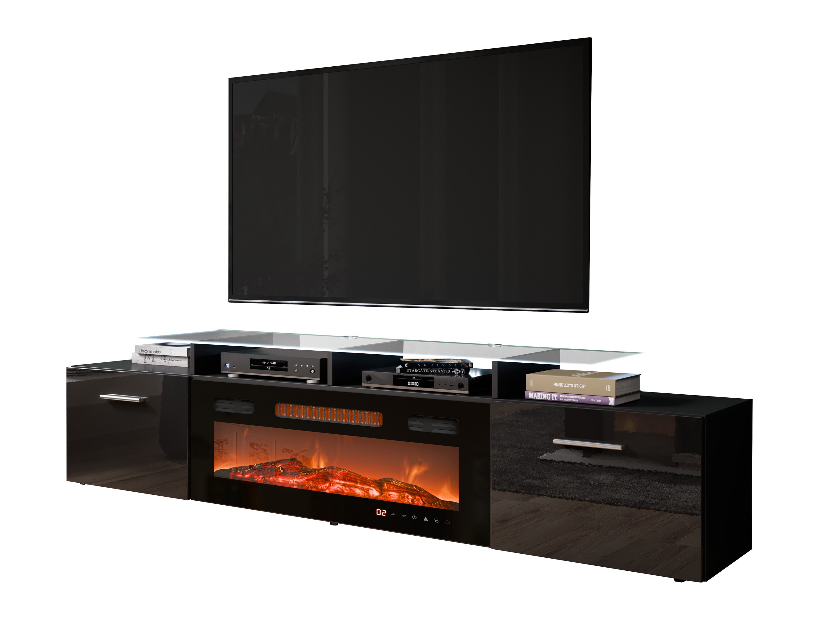 Móvel de TV Numerus (Preto + Preto brilhante)