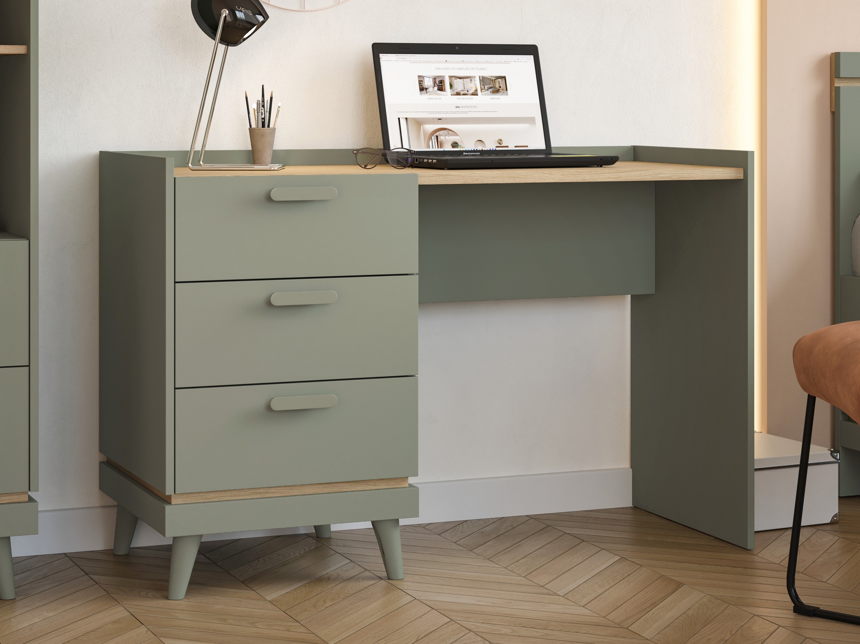 Mesa de escritório Fertalu 103 (Verde + Carvalho)