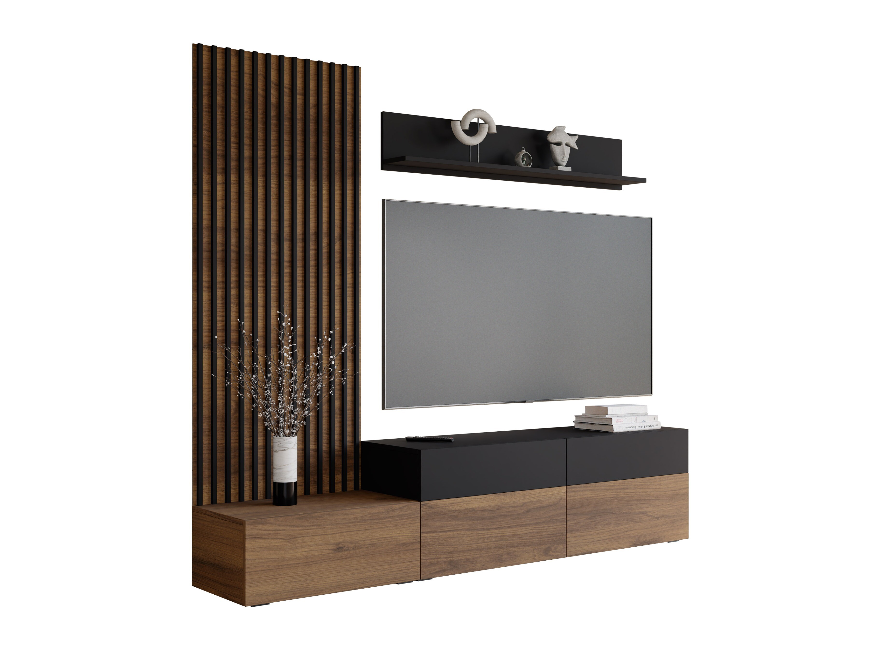 Conjunto para sala de estar Comfivo Munium I (Nogueira + Preto)