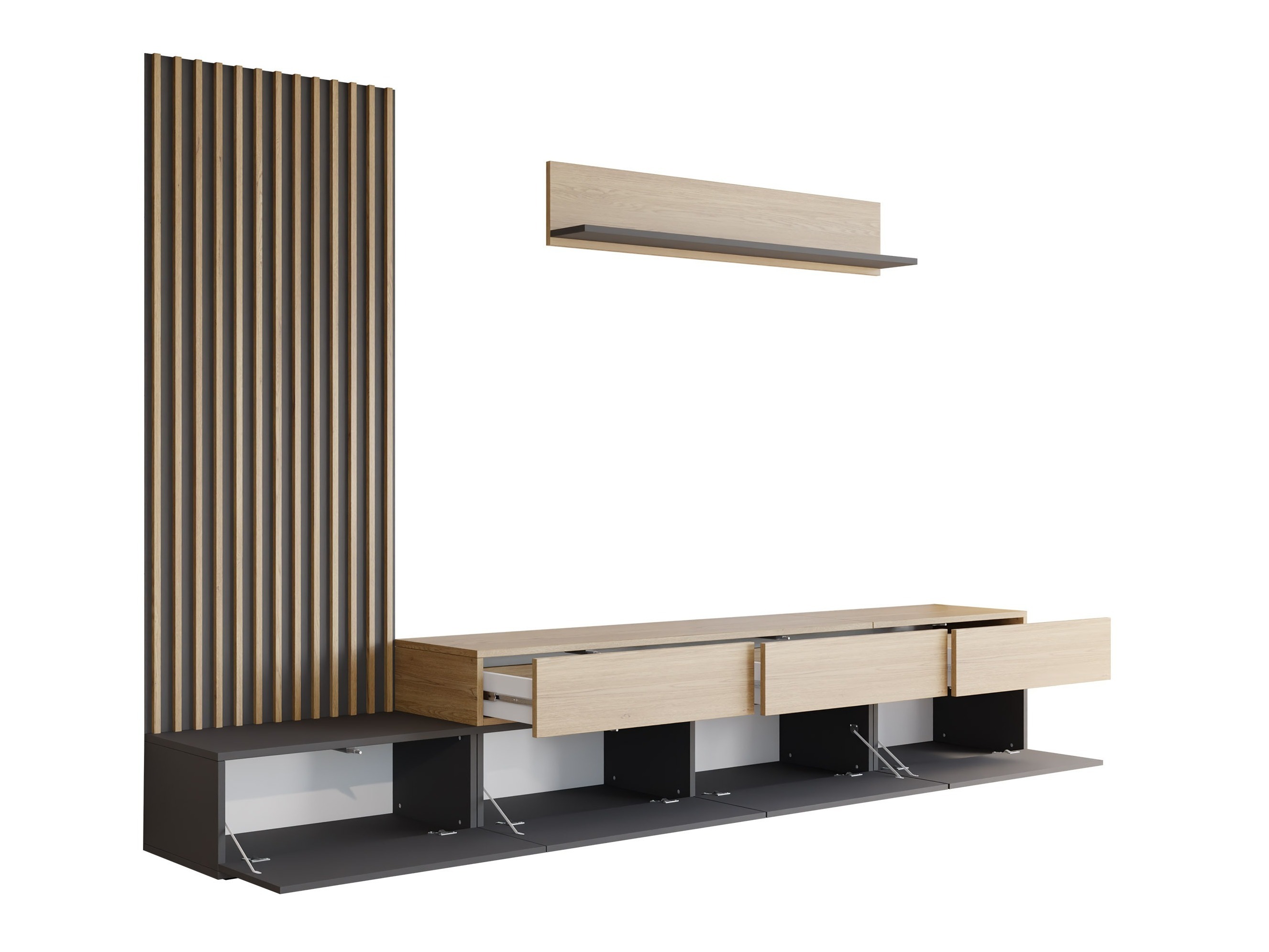 Conjunto para sala de estar Comfivo Munium II (Branco + Carvalho)