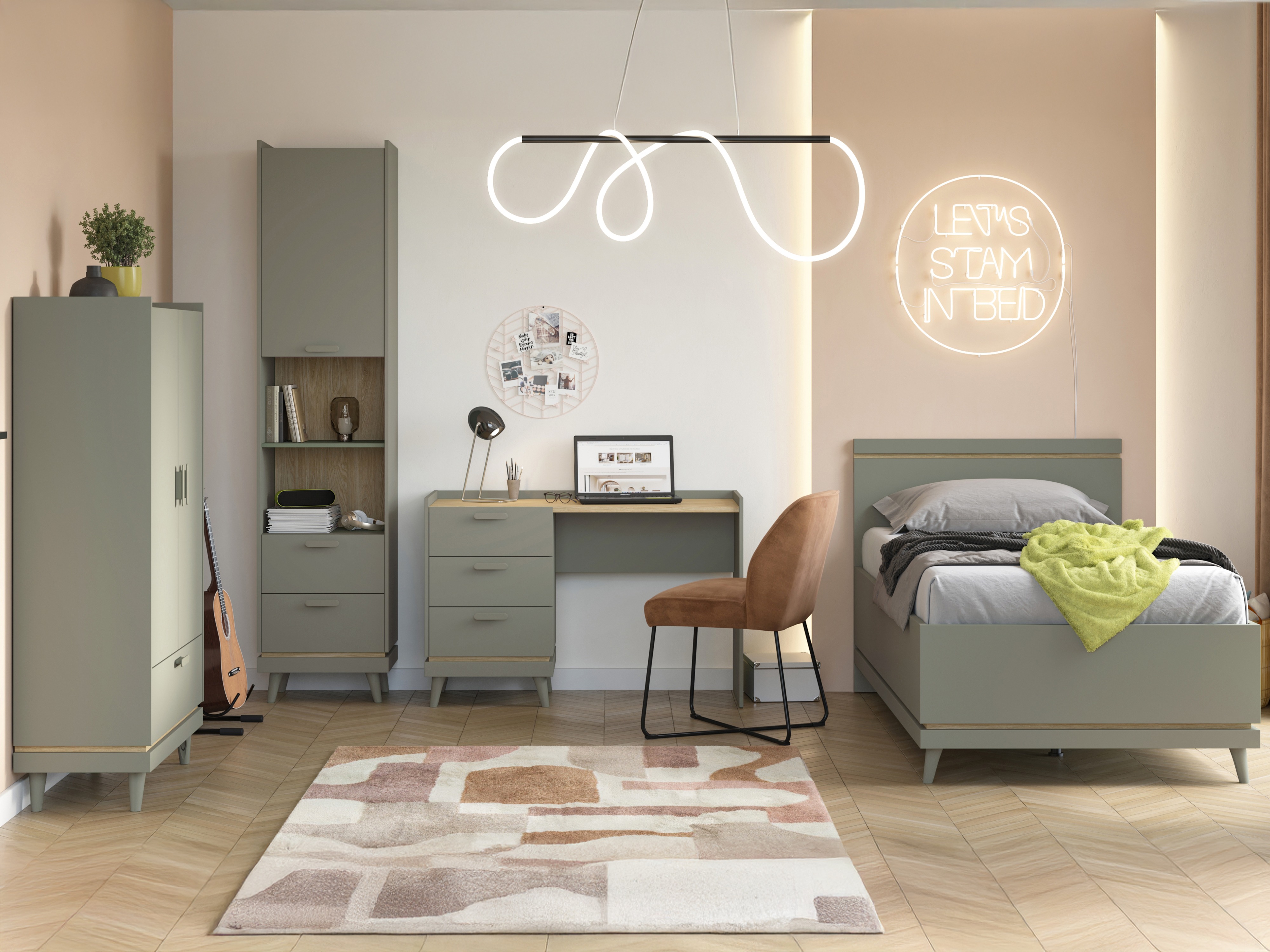 Estante Fertalu 105 (Verde + Carvalho)