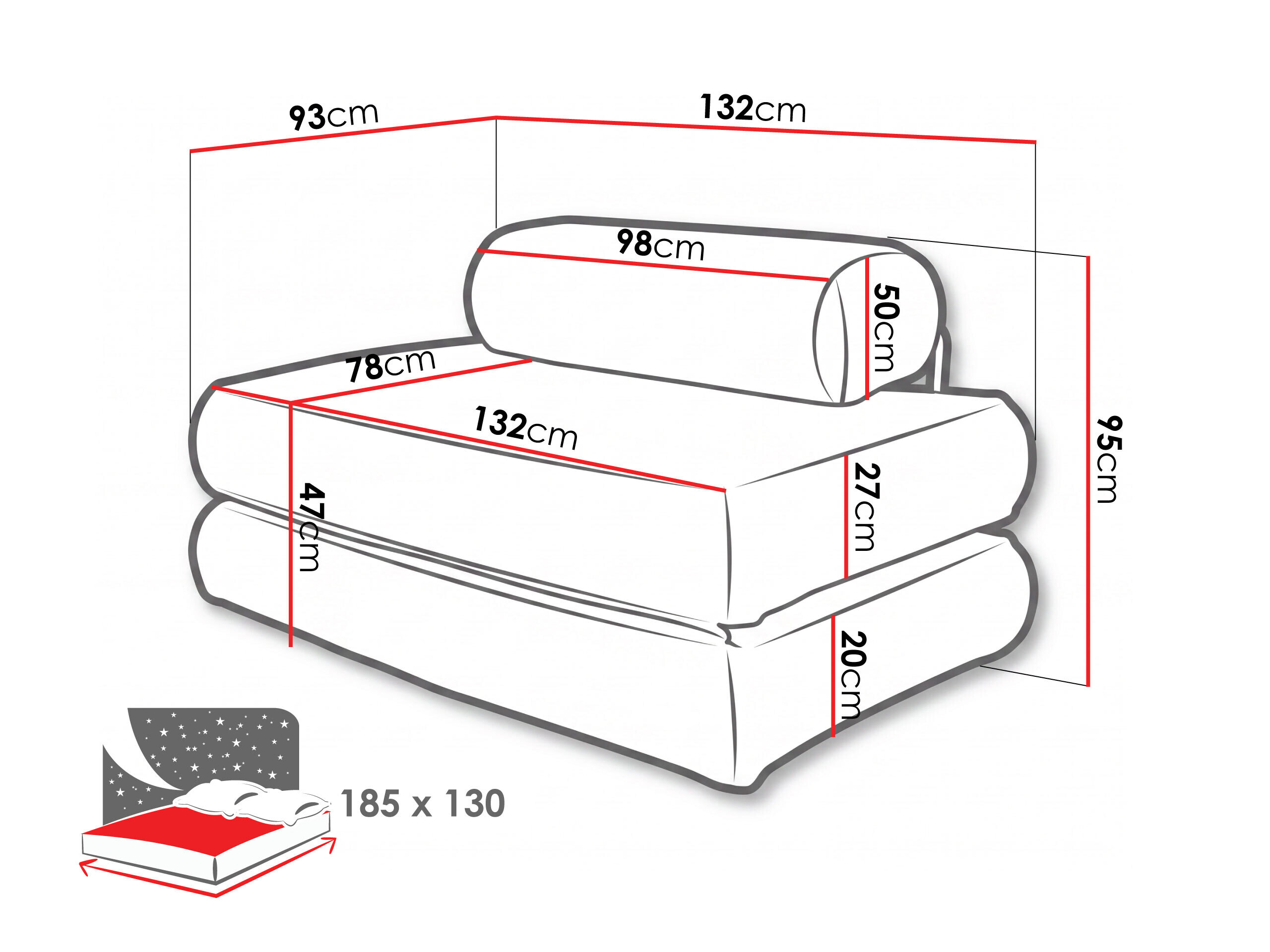 Sofá-cama Carson 141 (Cruz 15)