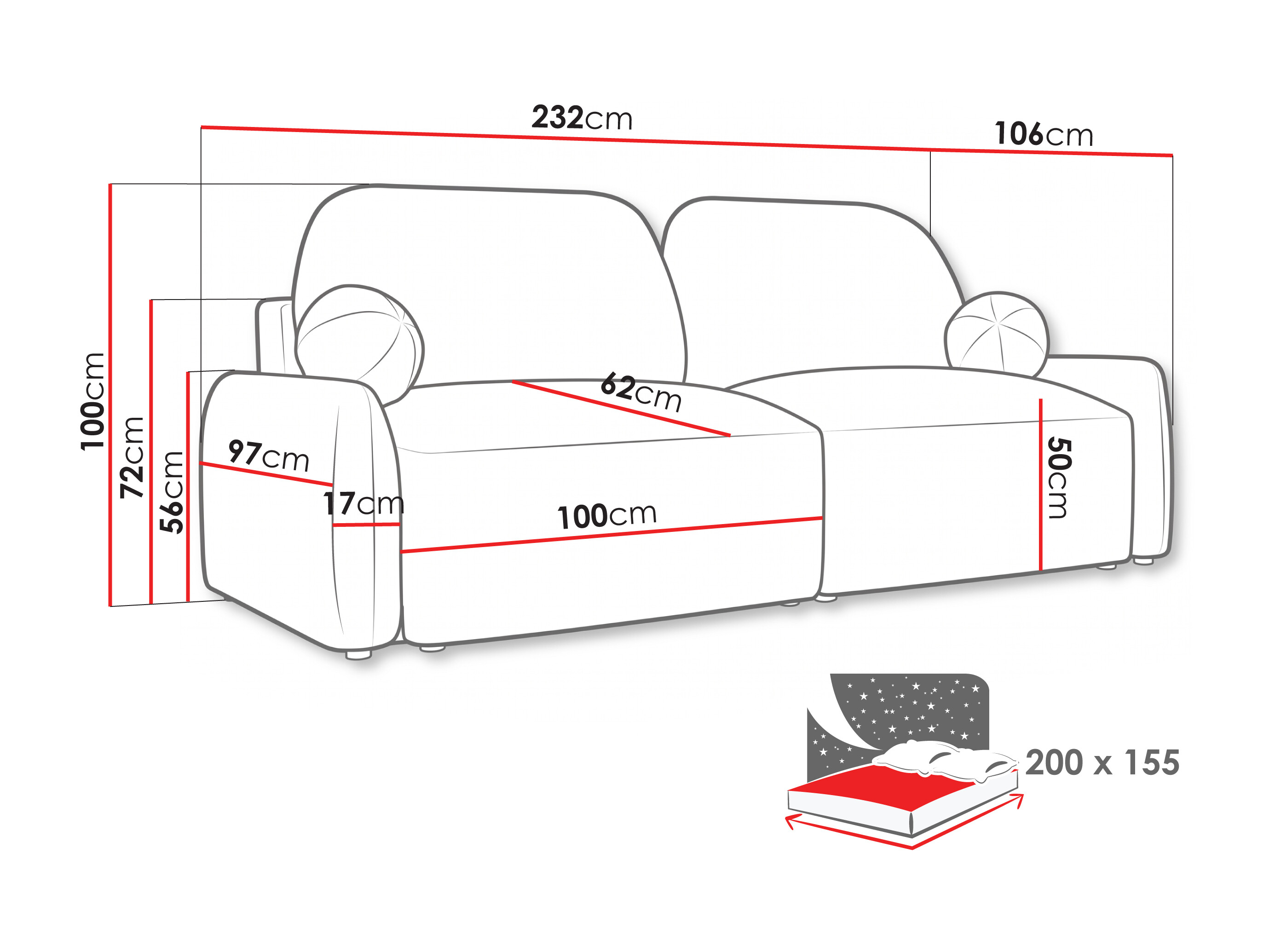 Sofá-cama Lufkin 153 (Maya 03)
