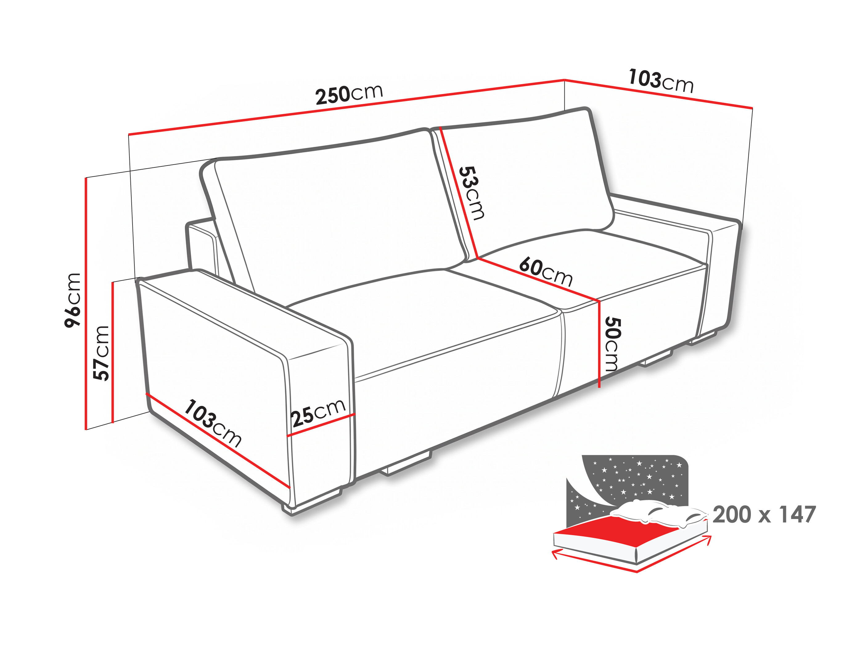 Sofá-cama Lufkin 156 (Lincoln 86)