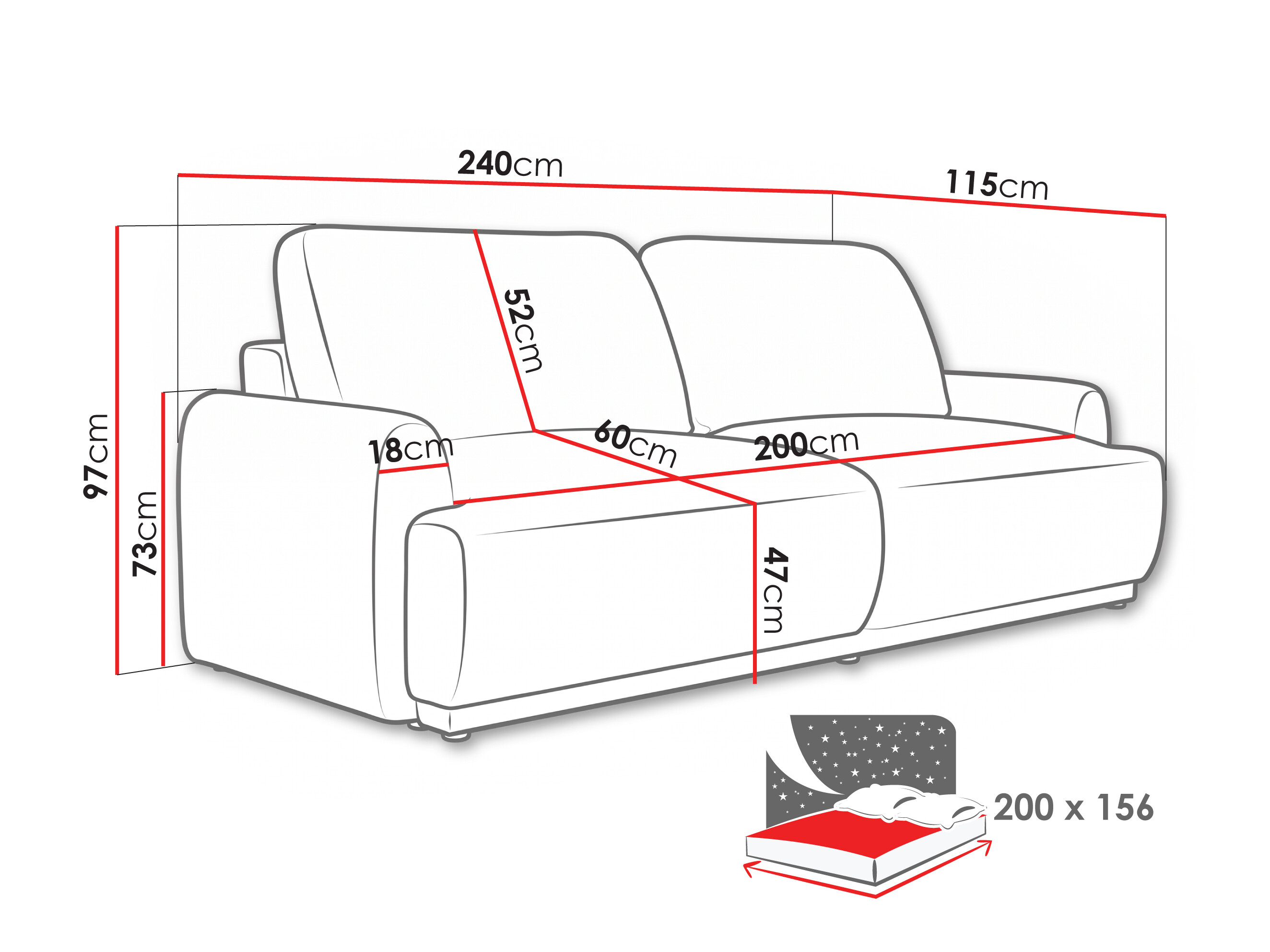 Sofá-cama Lufkin 113 (Bello 25)