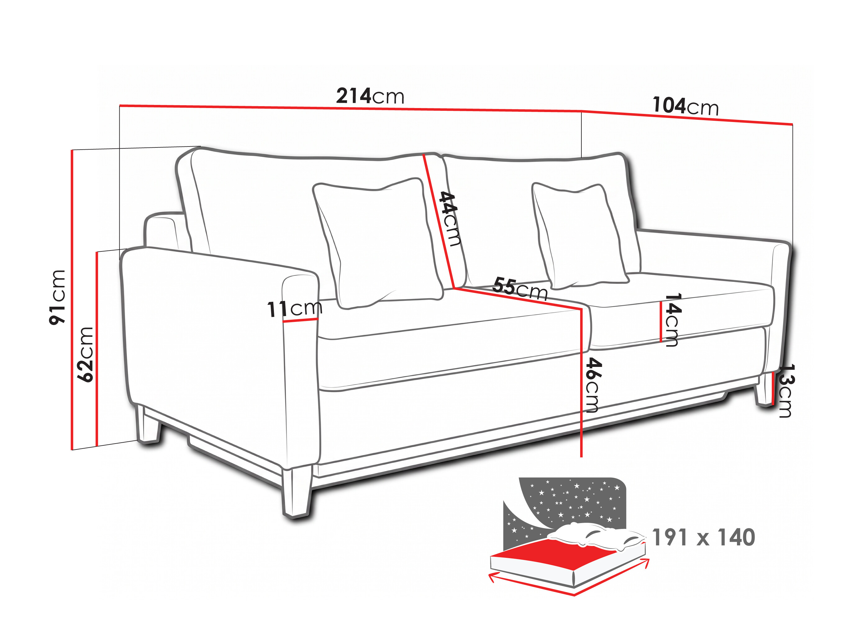 Sofá-cama Lufkin 129 (Anafi 22)