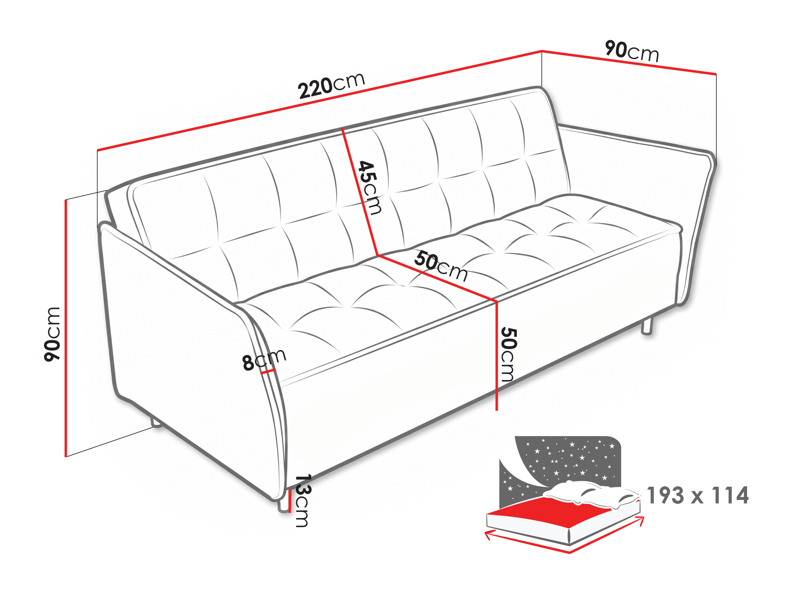 Sofá-cama Lufkin 130 (Curio 99)
