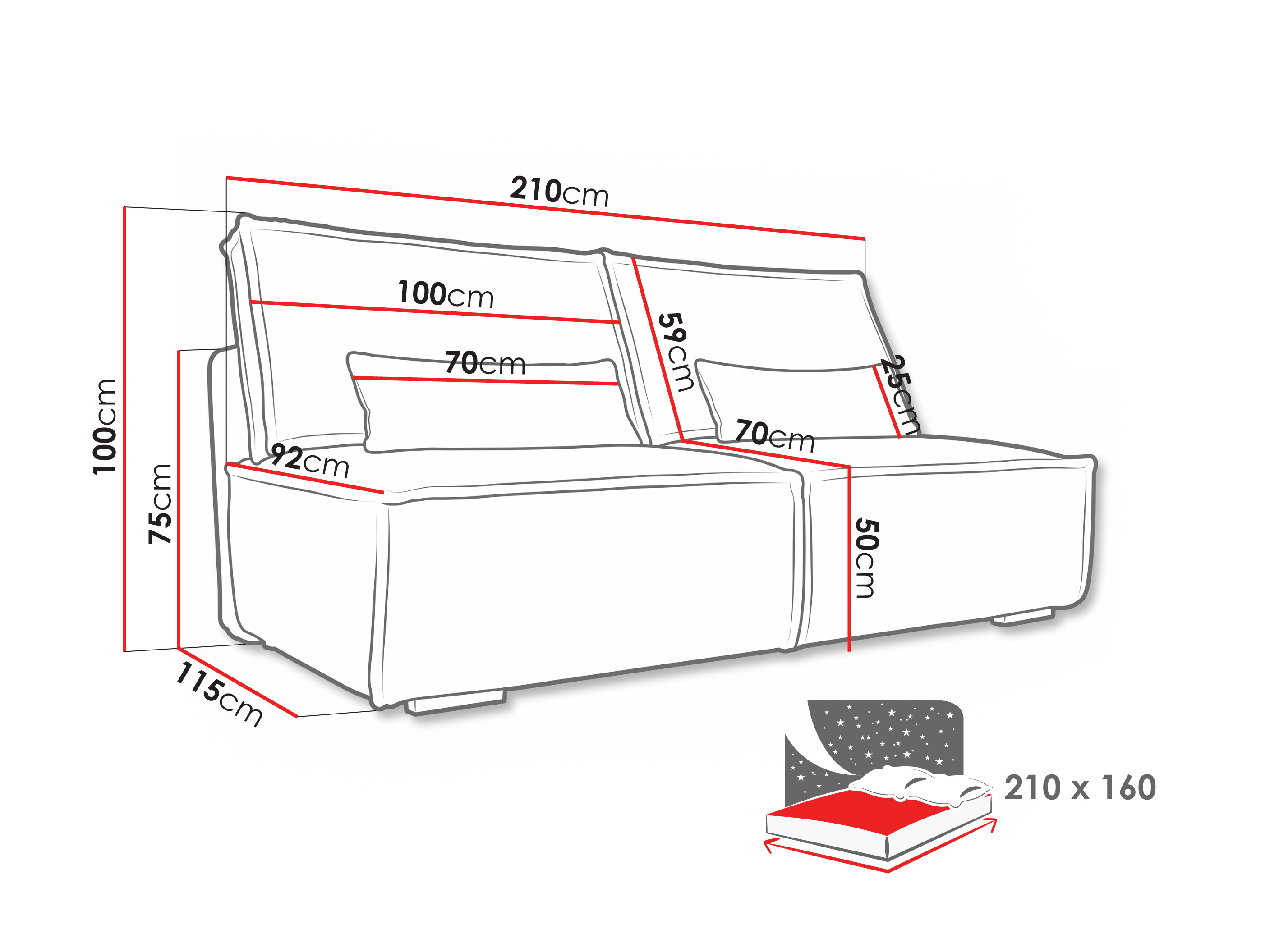 Sofá-cama Lufkin 147 (Tilia 17)