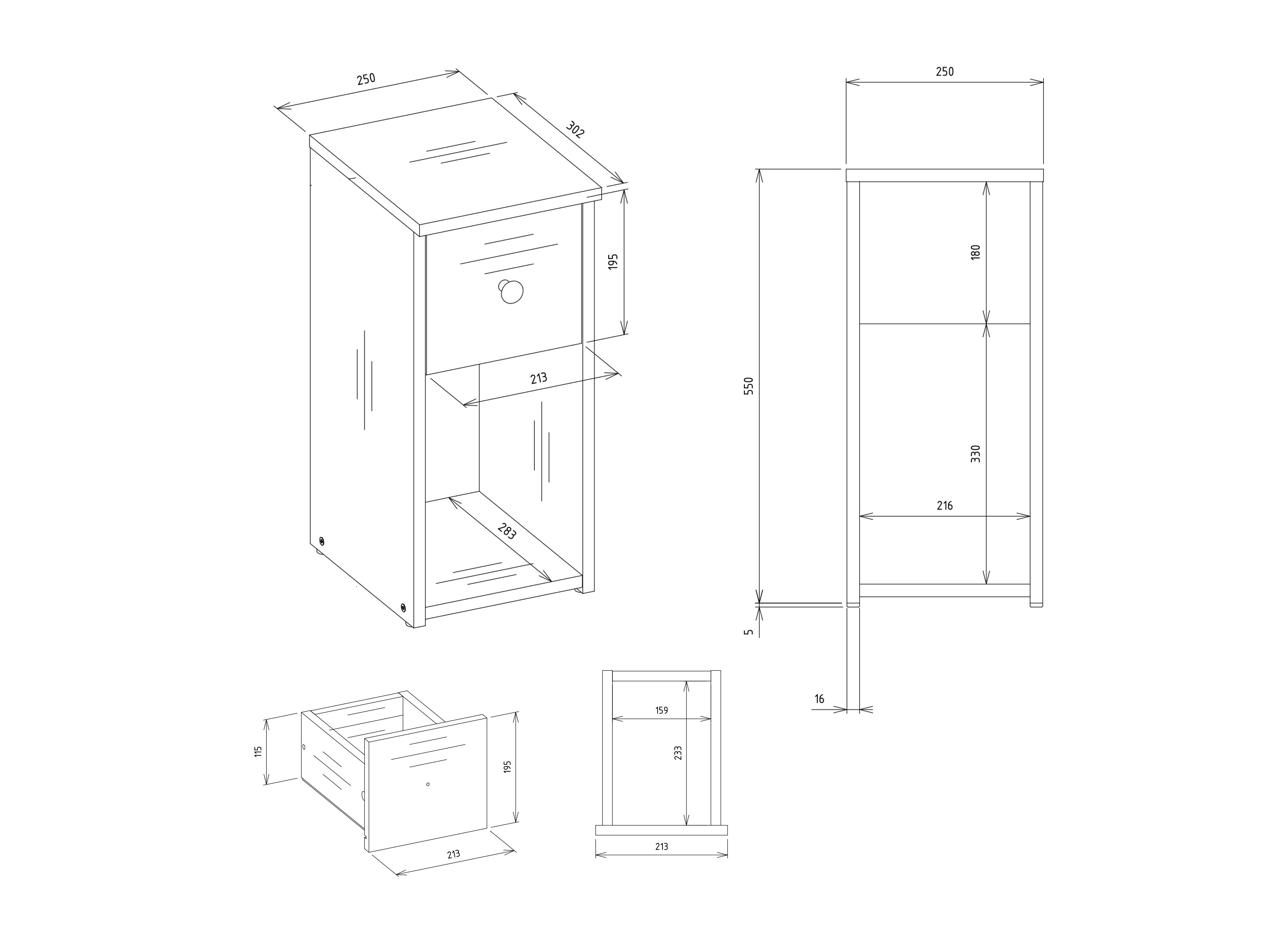 Mesa de cabeceira Mandeville 409 (Branco)