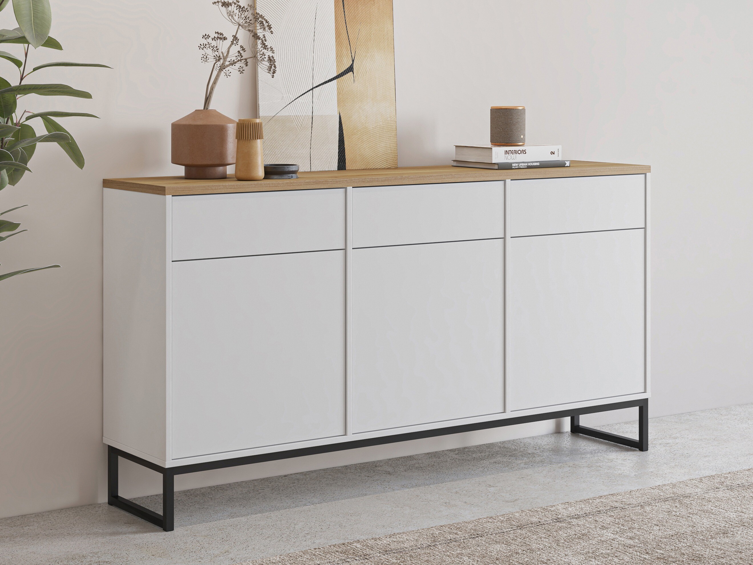 Cómoda Camtolo 103 (Branco + Carvalho claro)