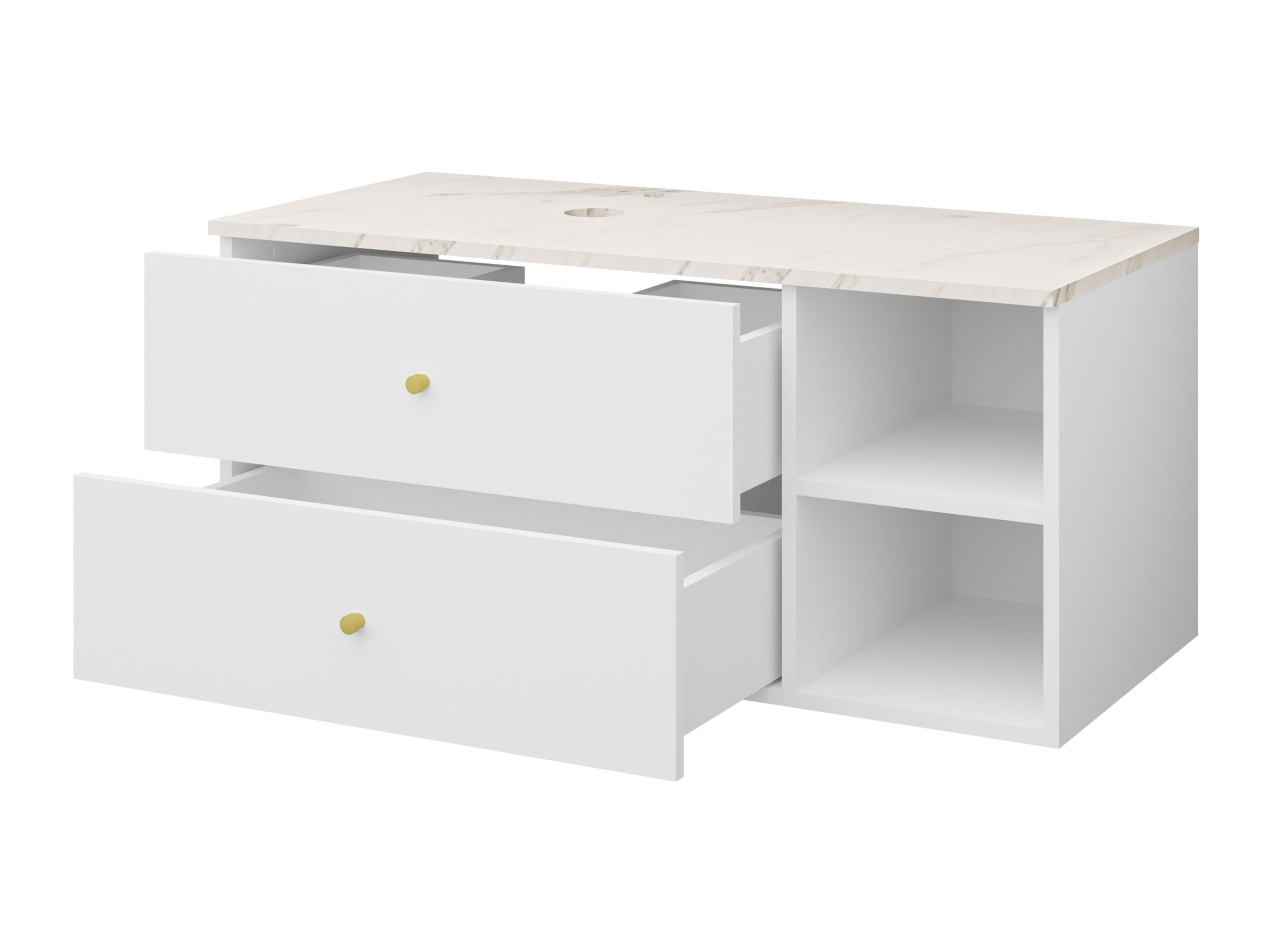 Armário suspenso para casa de banho para lavatório Salus (Branco + Marmore branco)