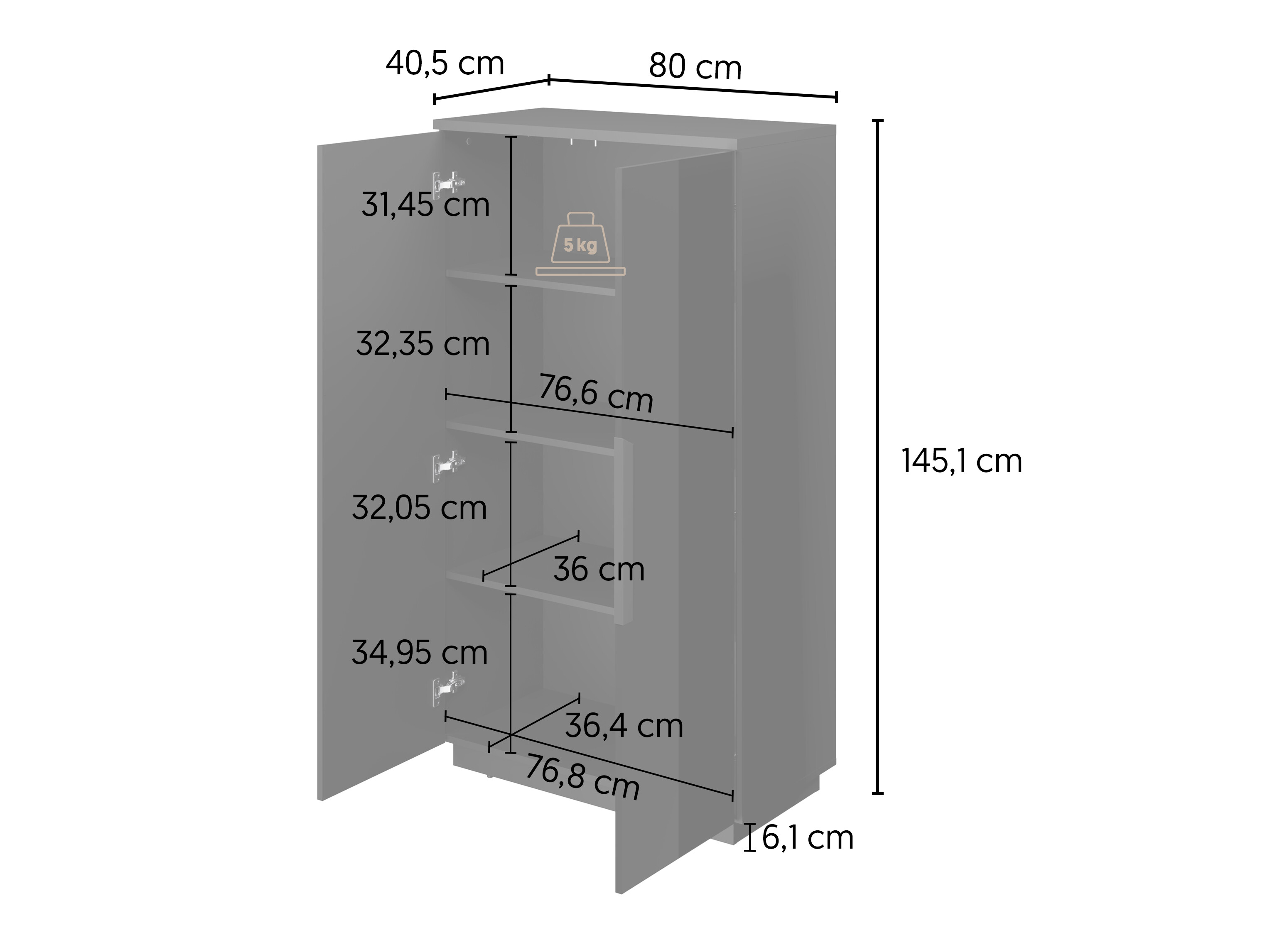 Estante Talevaro 104 (Preto + Preto brilhante)