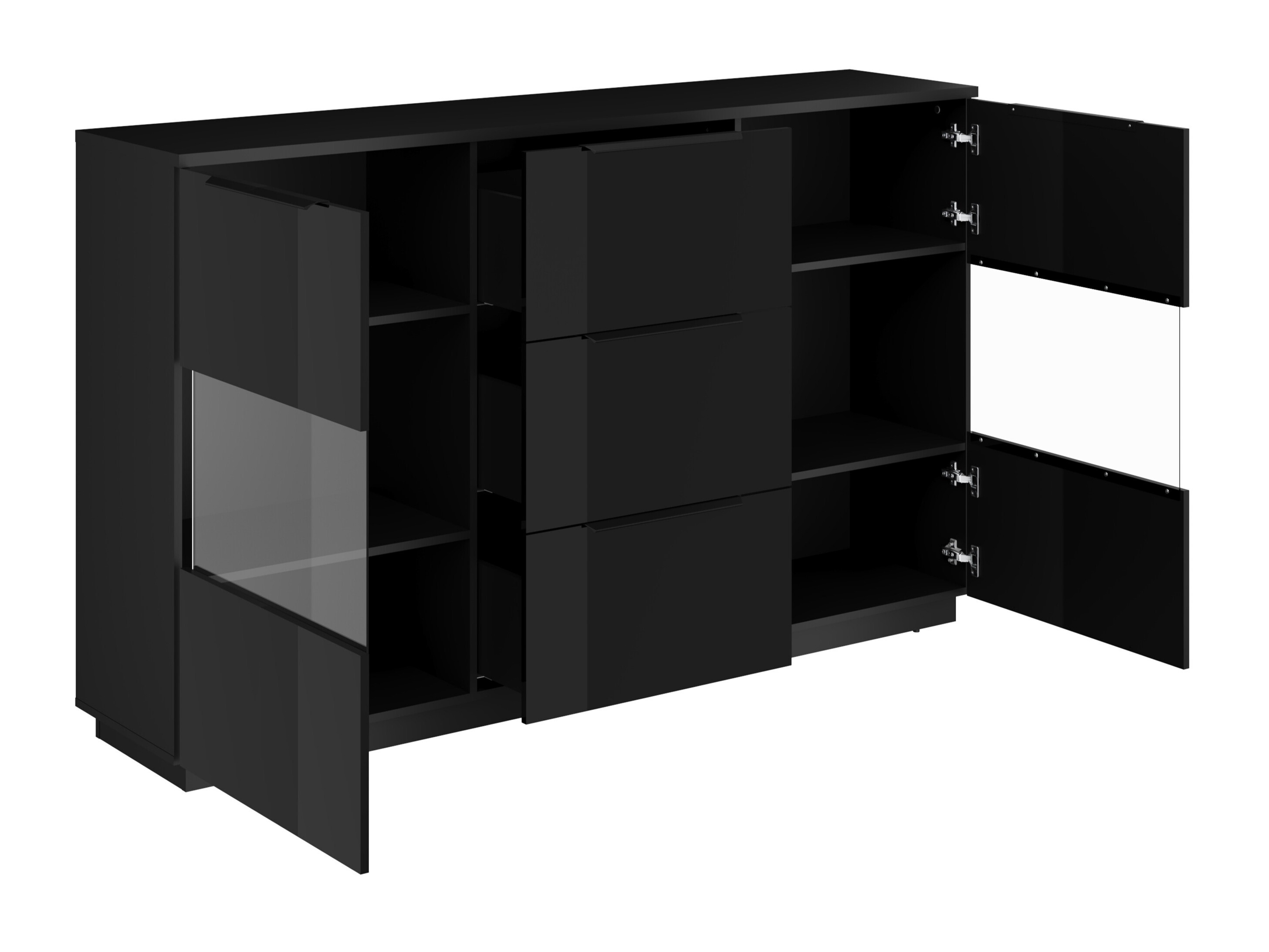 Cómoda Talevaro 105 (Preto + Preto brilhante)