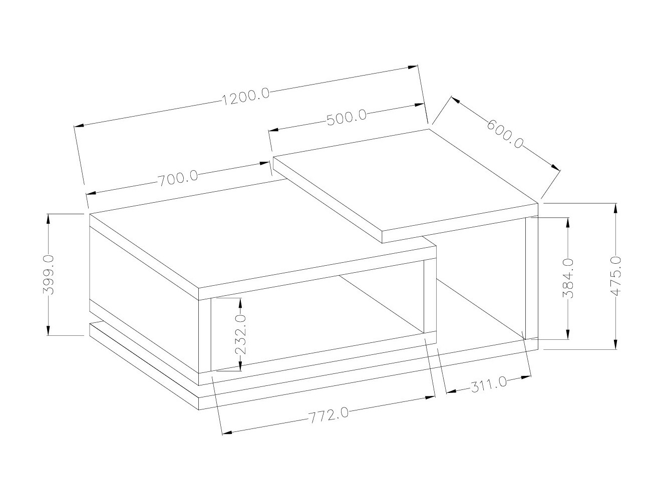 Mesa de centro Lutiva 104 (Matera cinzento + Abeto escuro)