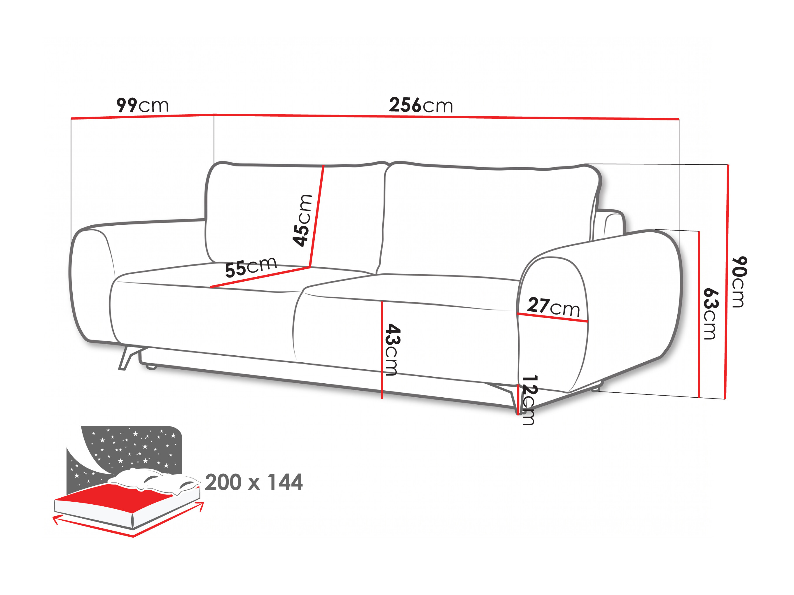 Sofá-cama Margate 145 (Bella 05)