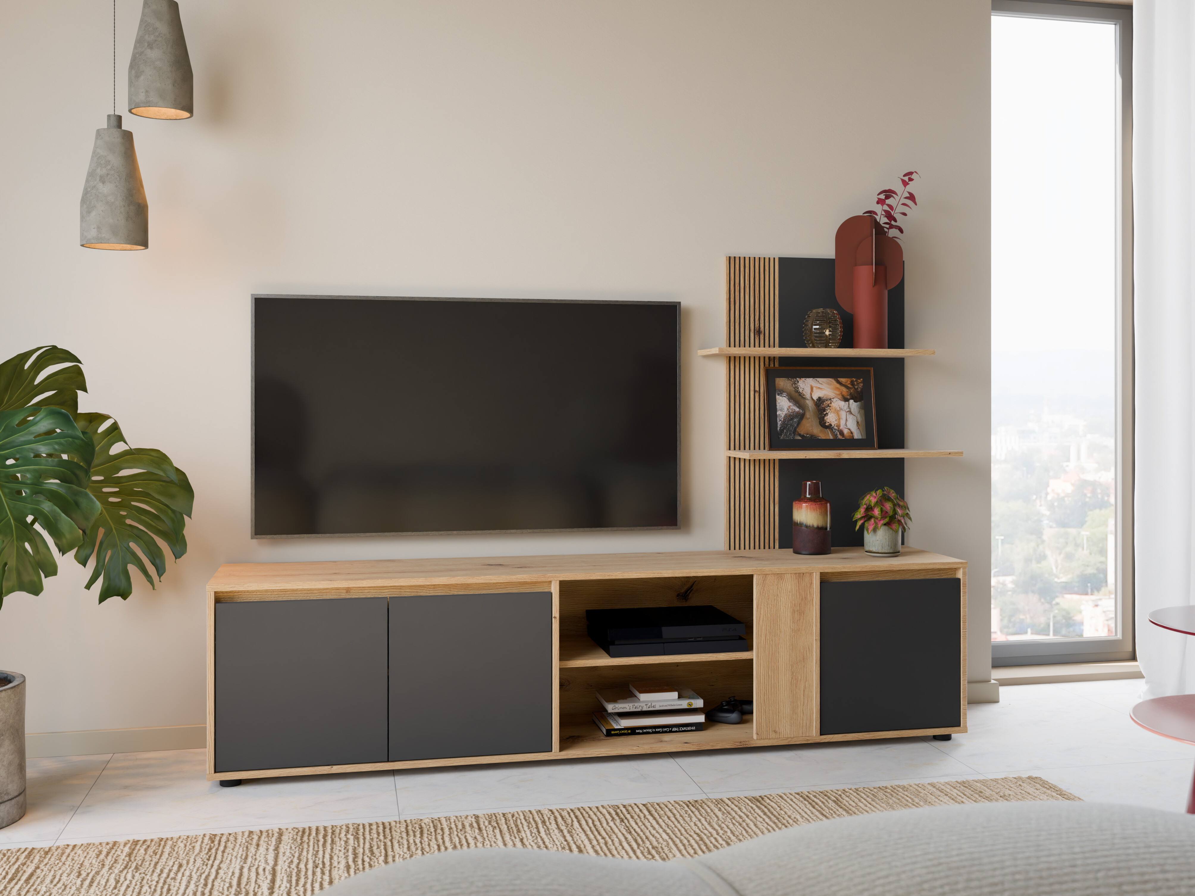 Móvel de TV Torcavi 101 (Antracite + Carvalho Artisan)