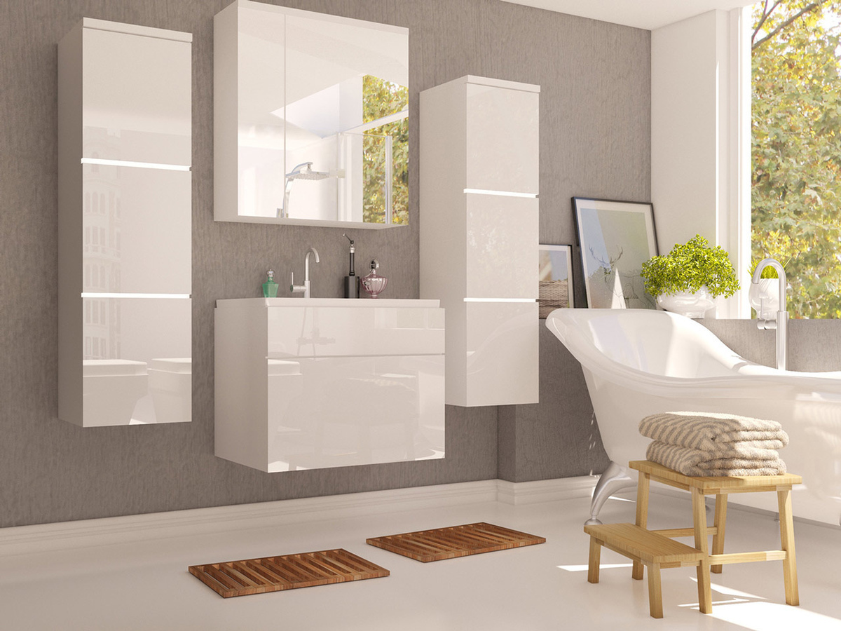 Conjunto para casa de banho Tucson 105 (Branco + Branco brilhante)