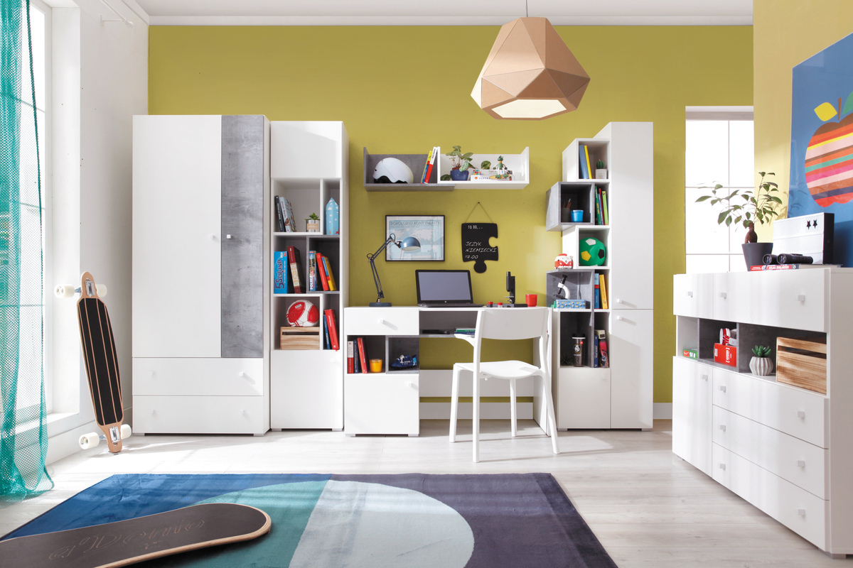 Cómoda Omaha J111 (Branco + Cimento)