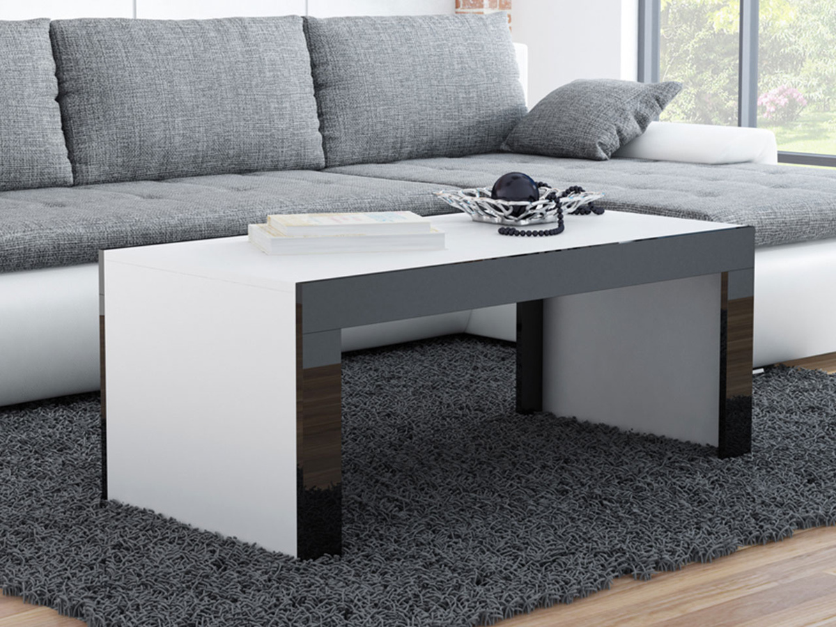 Mesa para revistas Charlotte 107 (Branco + Preto brilhante)