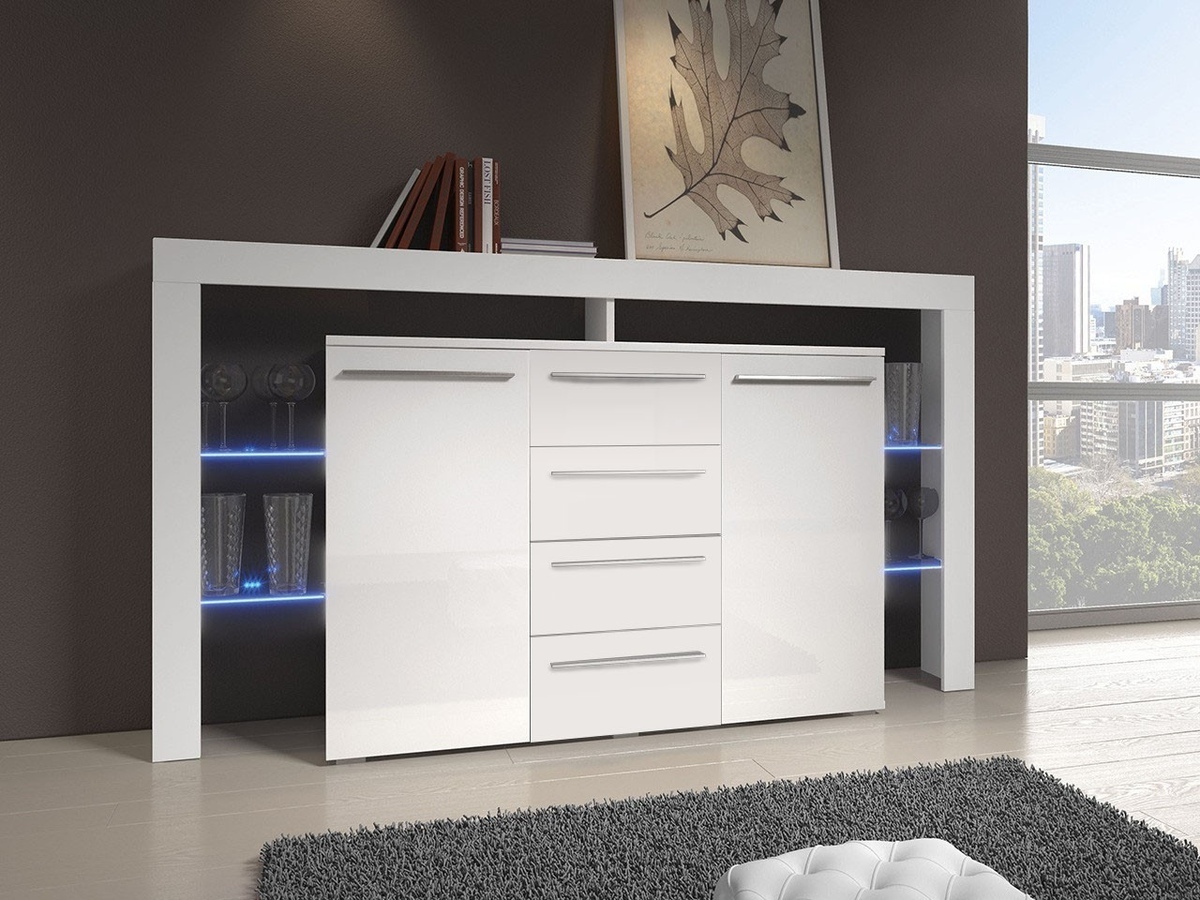 Cómoda Aestas (Branco + Branco brilhante)