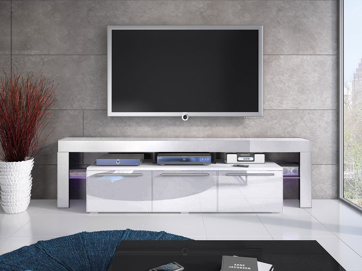Móvel de TV Arbor (Branco + Branco brilhante)