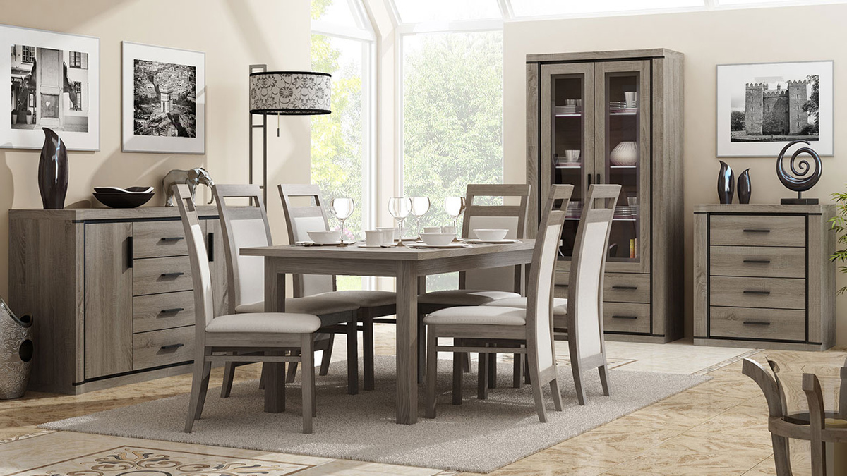 Conjunto para sala de estar Lorelie 123 (Brigadeiro carvalho)