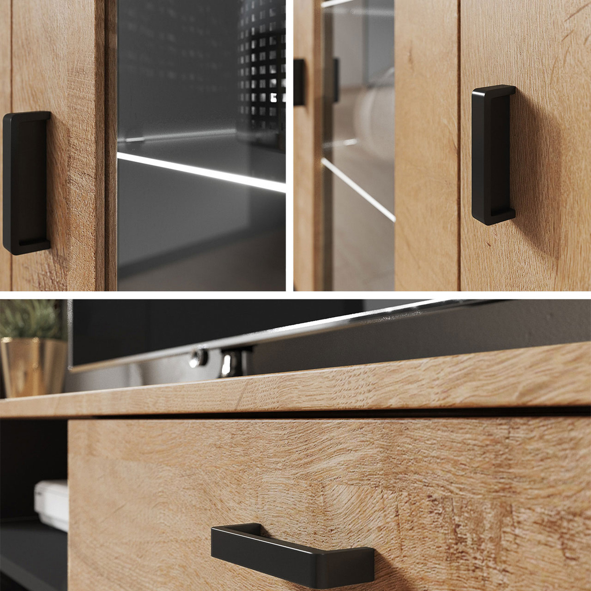 Conjunto para sala de estar Tornola 109 (Branco + Branco brilhante)