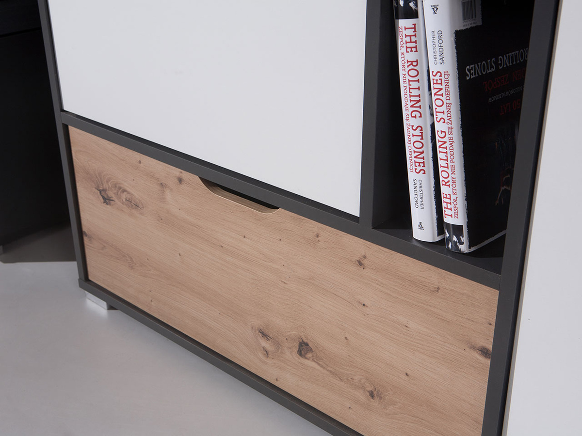 Cómoda Providence H103 (Grafite + Carvalho Artisan + Branco)